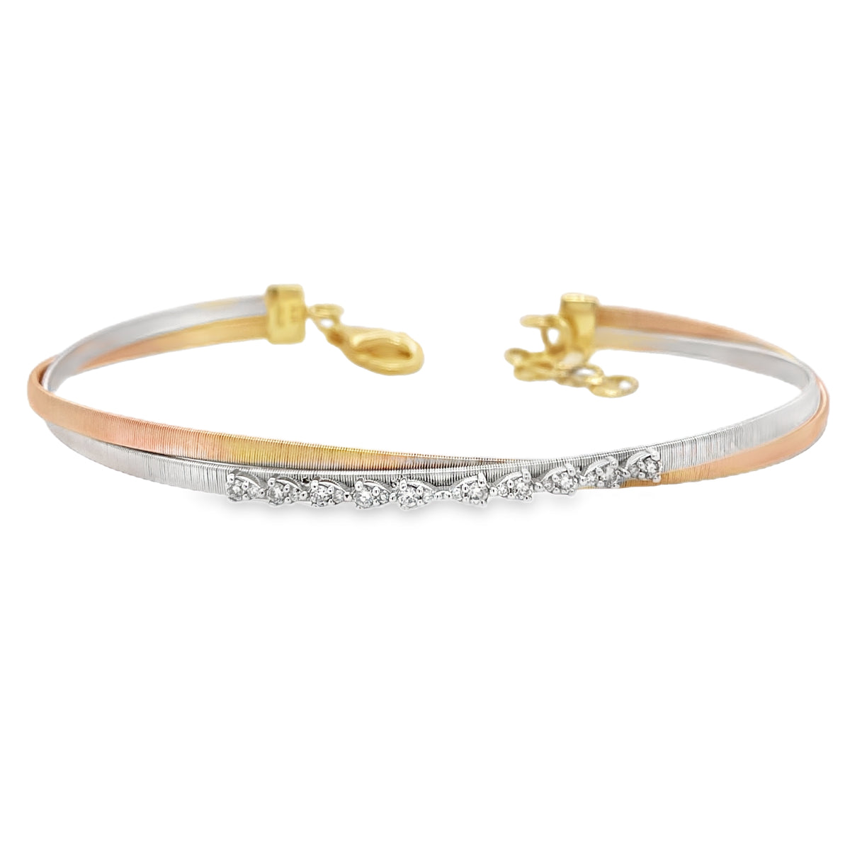 Silky Straight-Line Brushed Metal Diamond Bangle