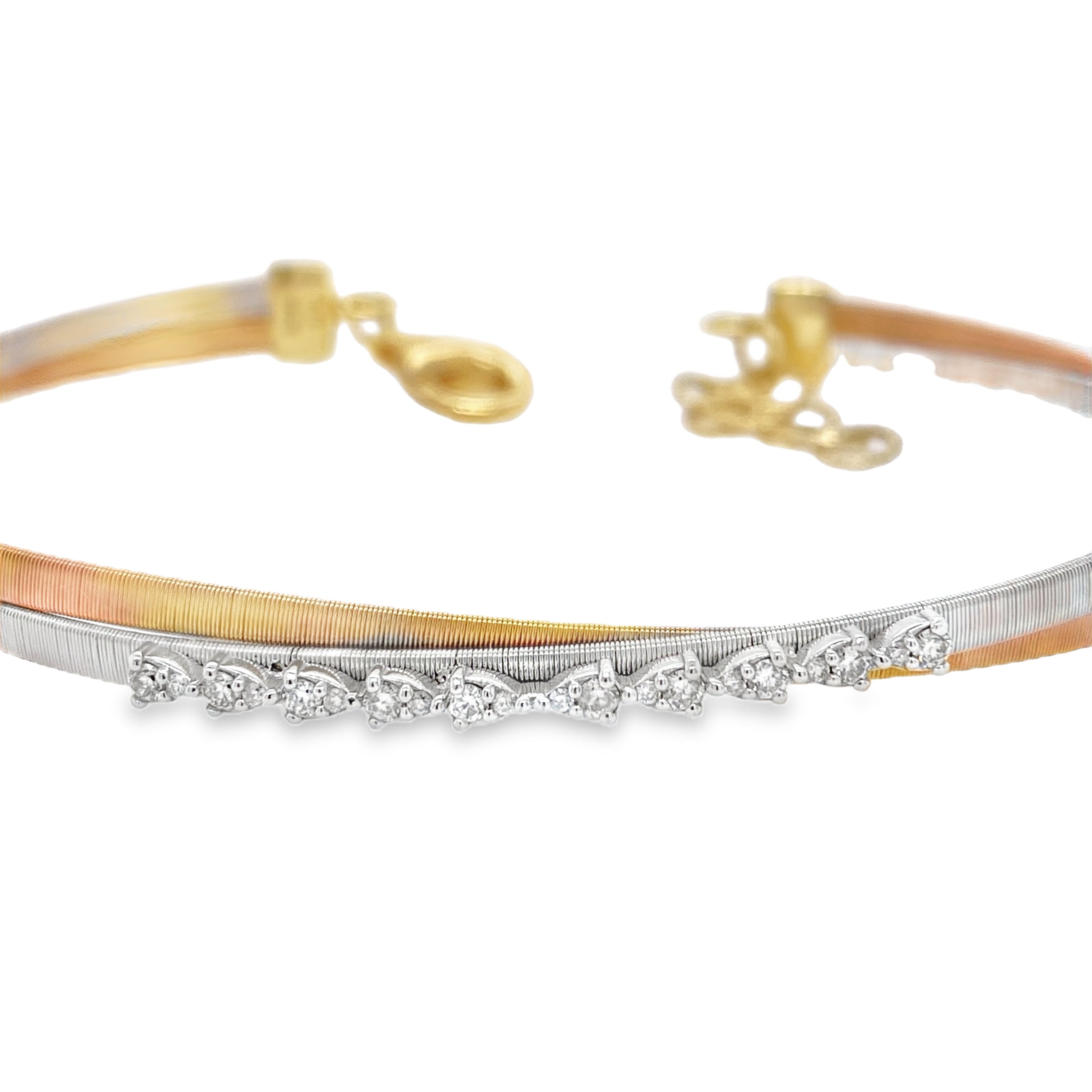 Silky Straight-Line Brushed Metal Diamond Bangle