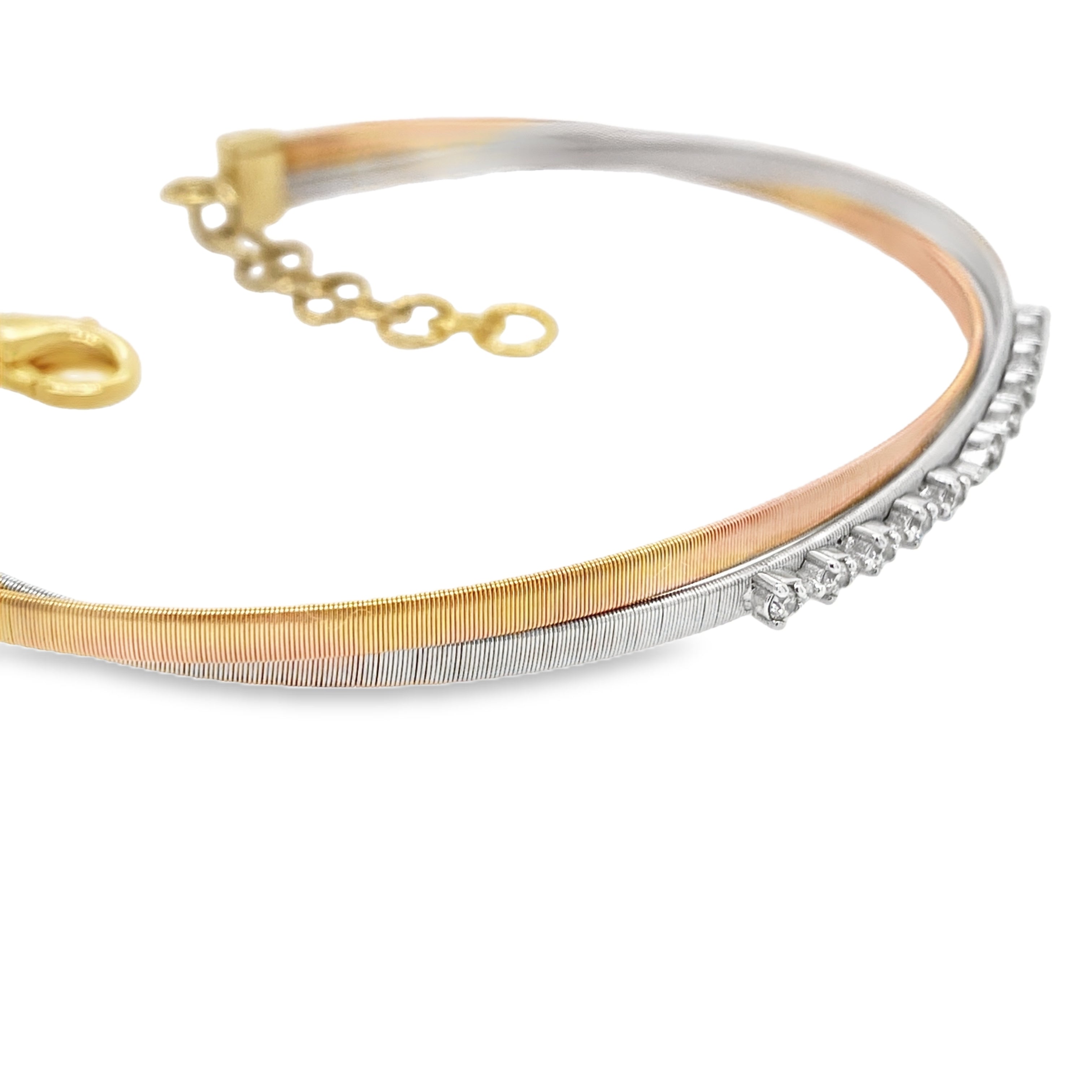 Silky Straight-Line Brushed Metal Diamond Bangle