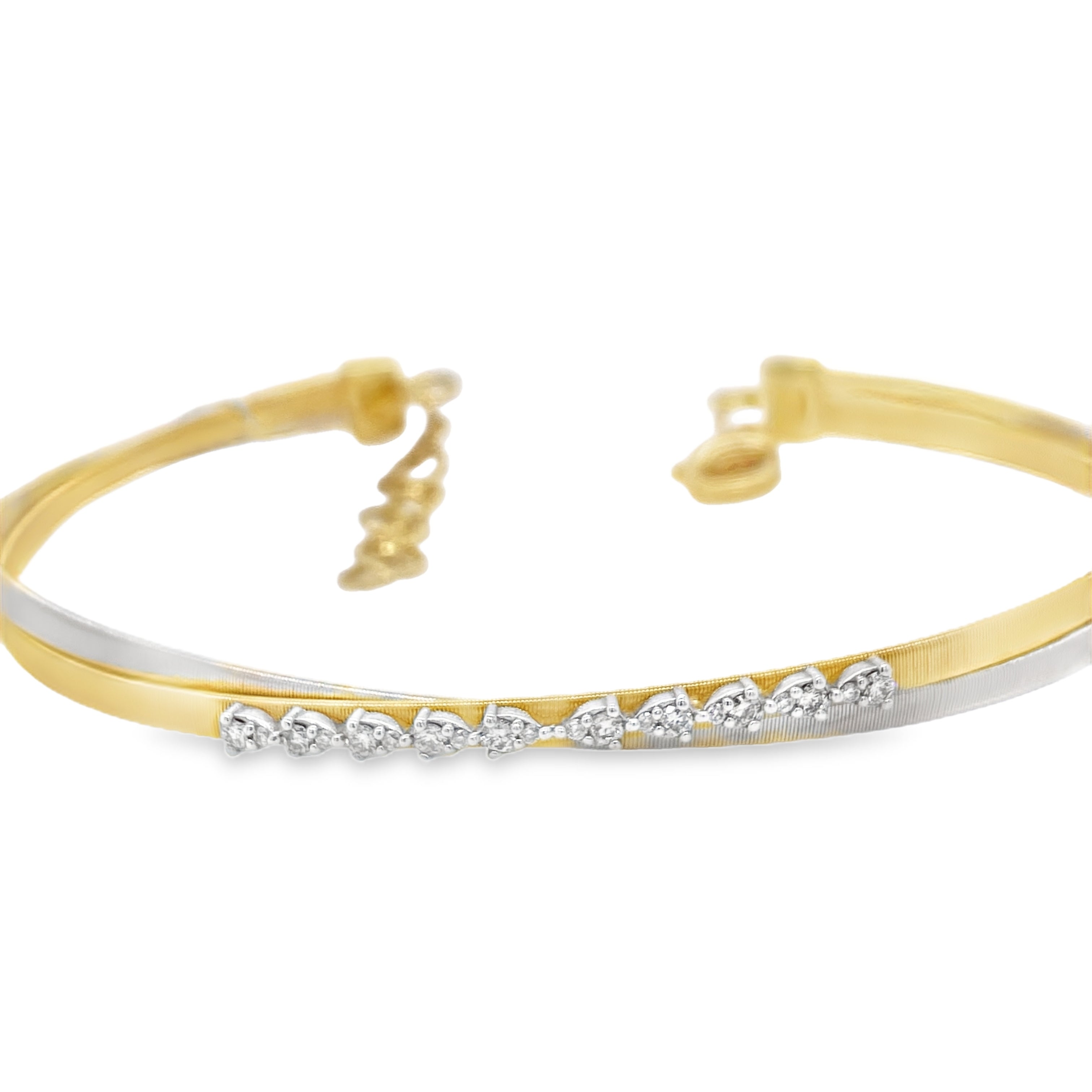 Silky Straight-Line Brushed Metal Diamond Bangle