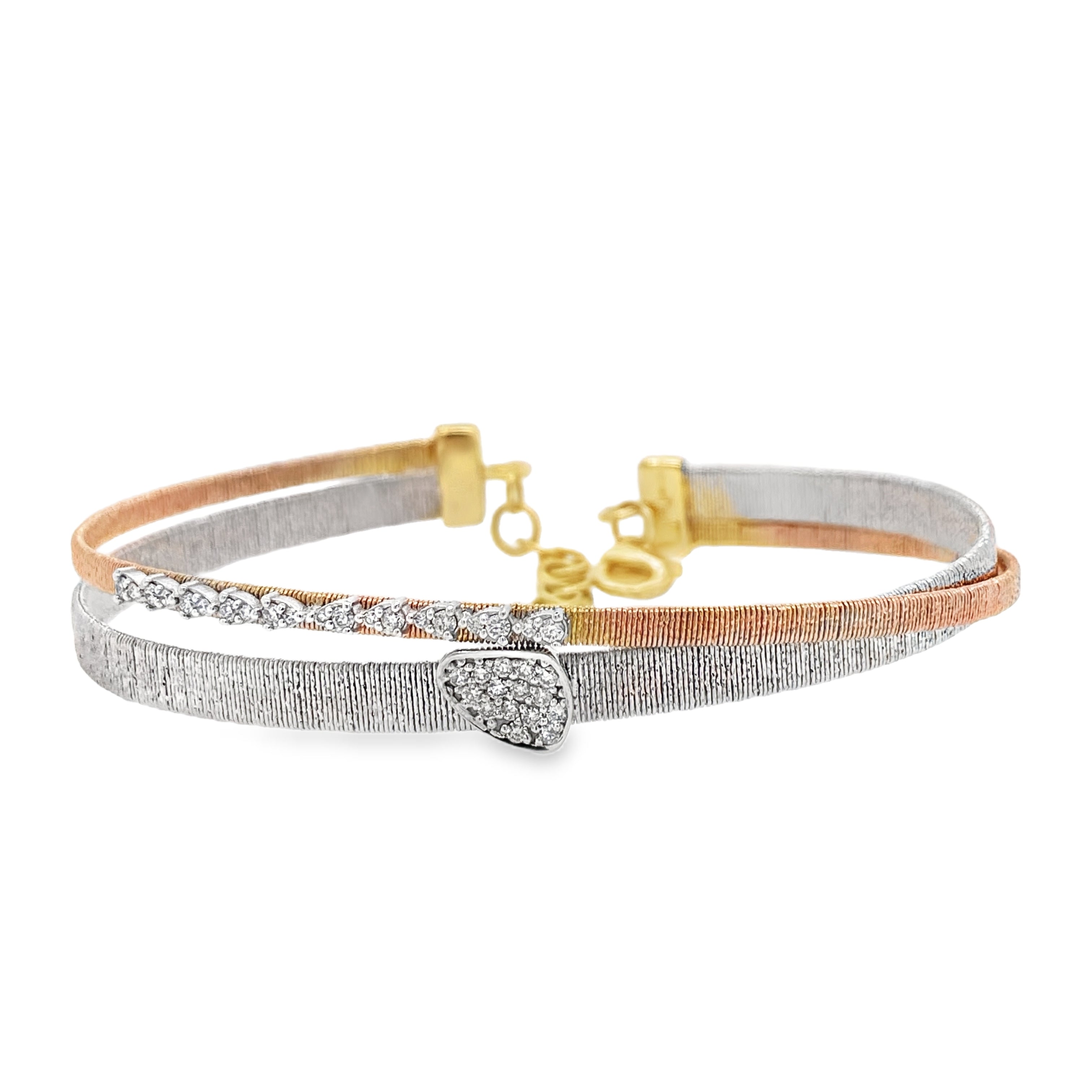 Brushed Metal Diamond Bangle