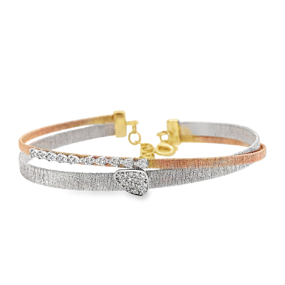 Brushed Metal Diamond Bangle