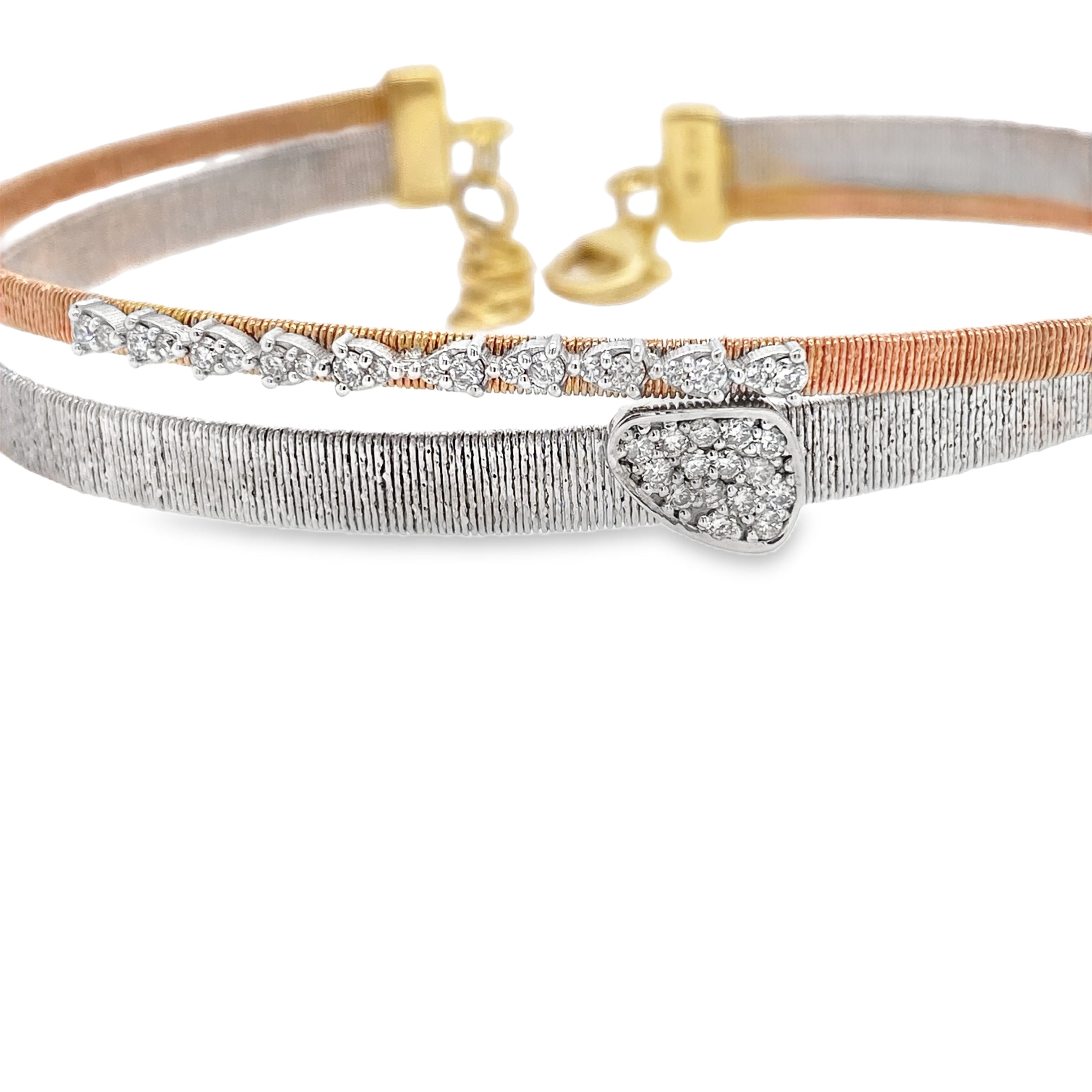 Brushed Metal Diamond Bangle