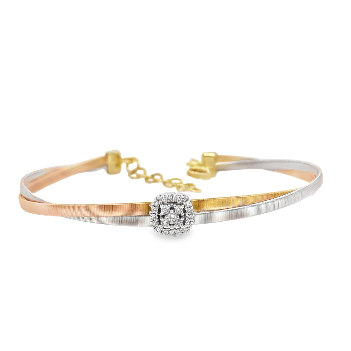 Brushed Metal Cushion-Shaped Diamond Bracelet