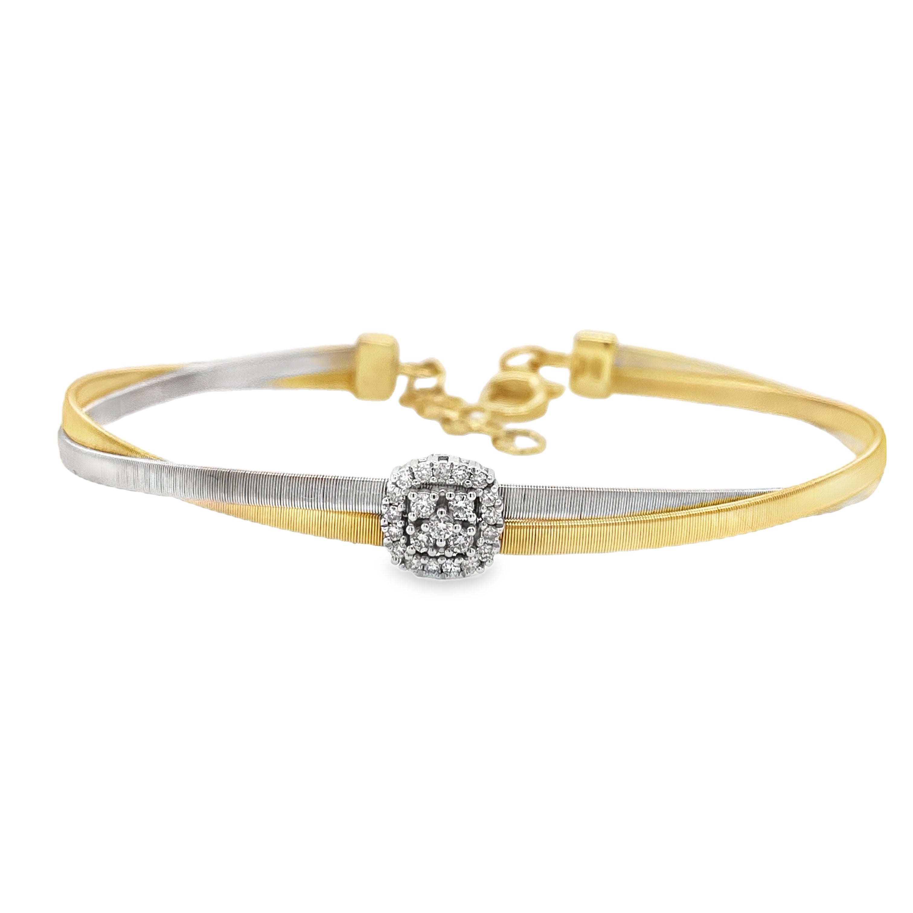 Brushed Metal Cushion-Shaped Diamond Bracelet