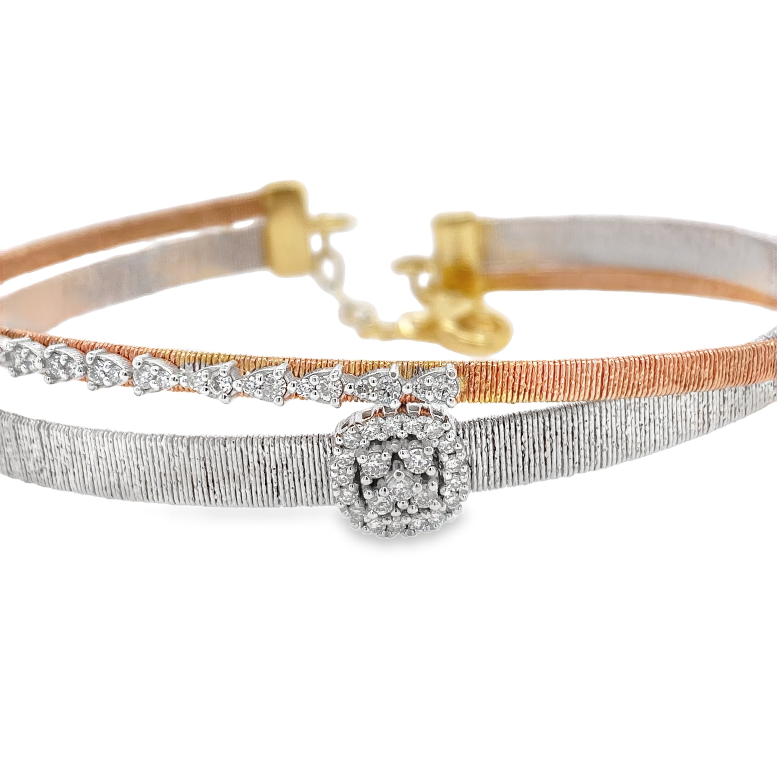 Flexible Diamond Brushed Metal Bangle
