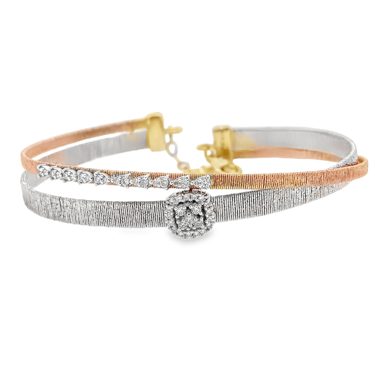 Flexible Diamond Brushed Metal Bangle