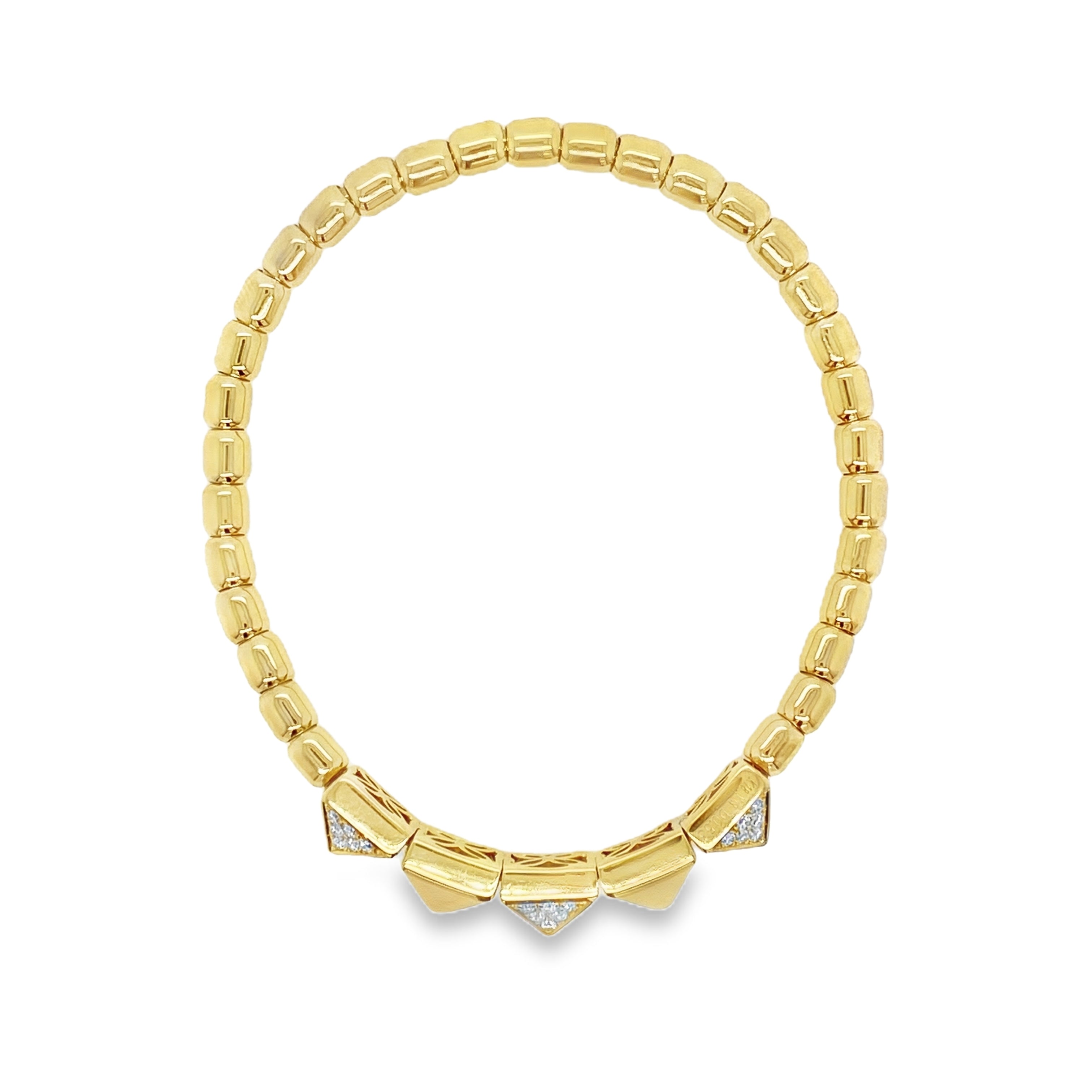 Angular Free-Size Diamond Bangle Bracelet