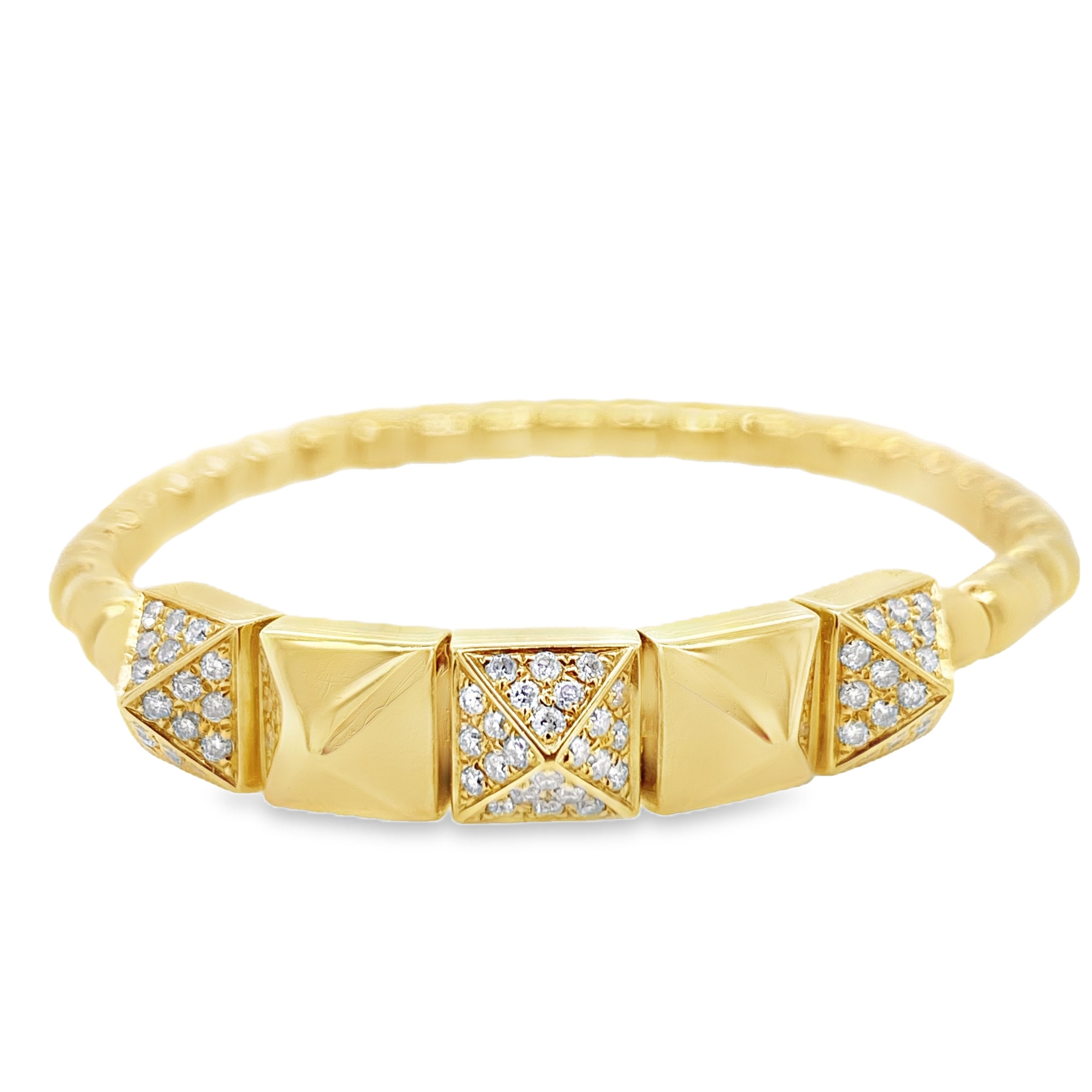 Angular Free-Size Diamond Bangle Bracelet