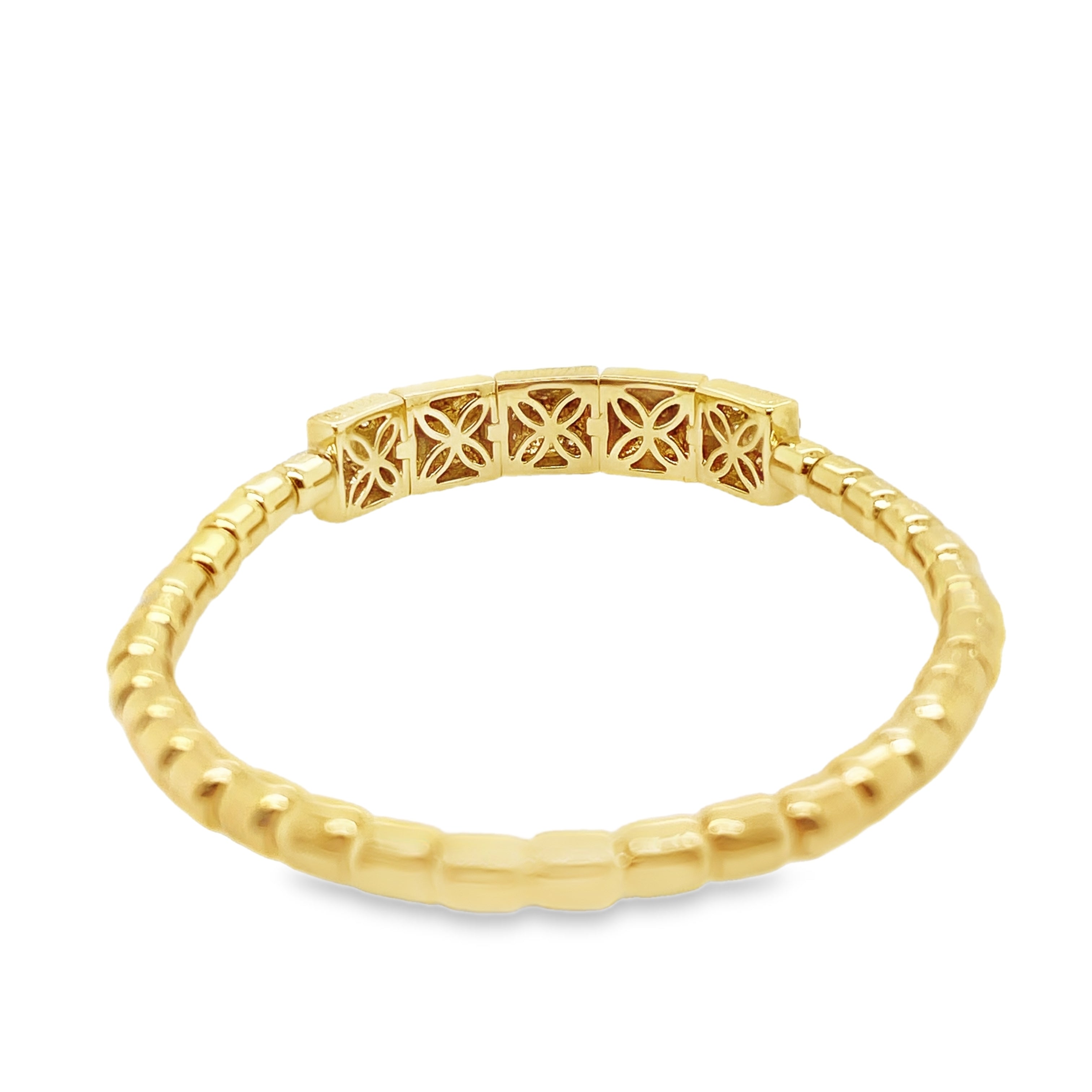 Angular Free-Size Diamond Bangle Bracelet