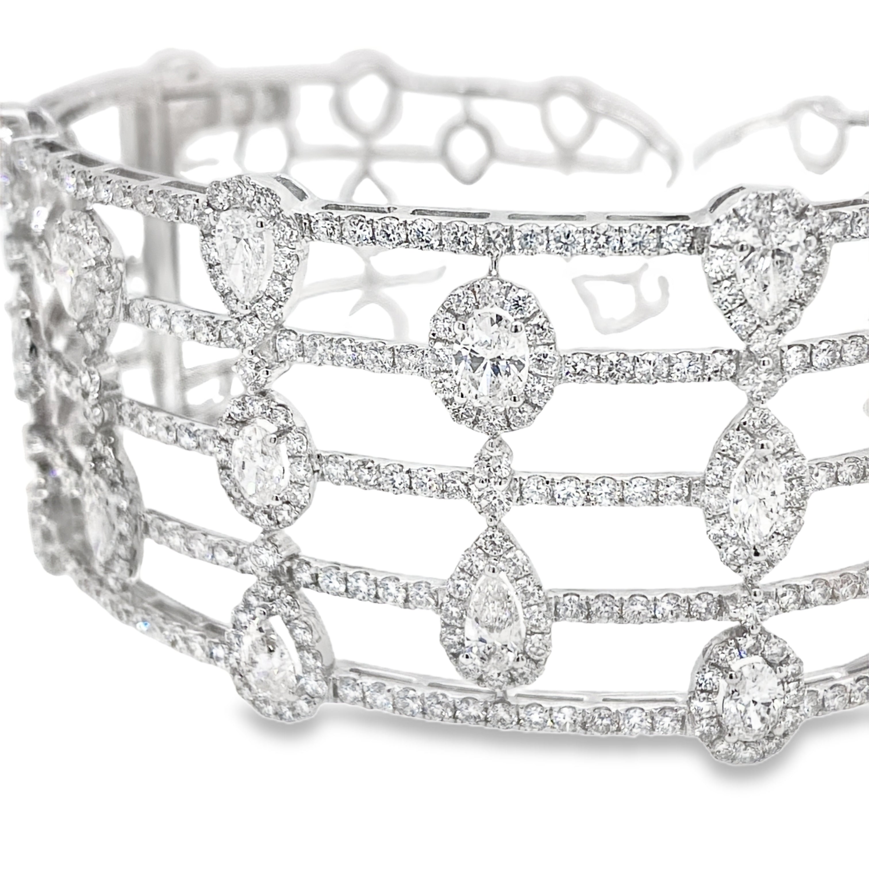 riple-Line Fancy Shape Diamond Statement Bangle