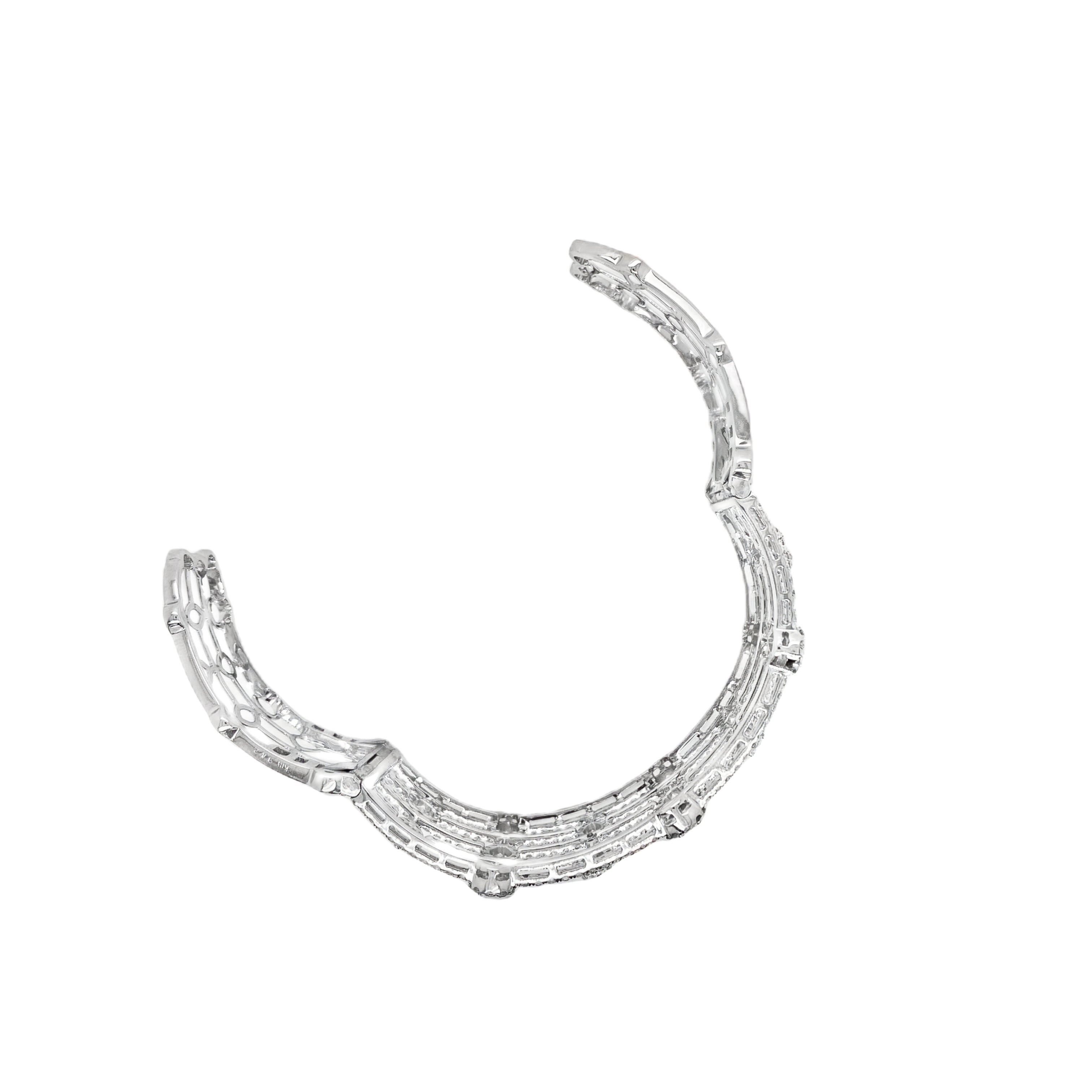 riple-Line Fancy Shape Diamond Statement Bangle