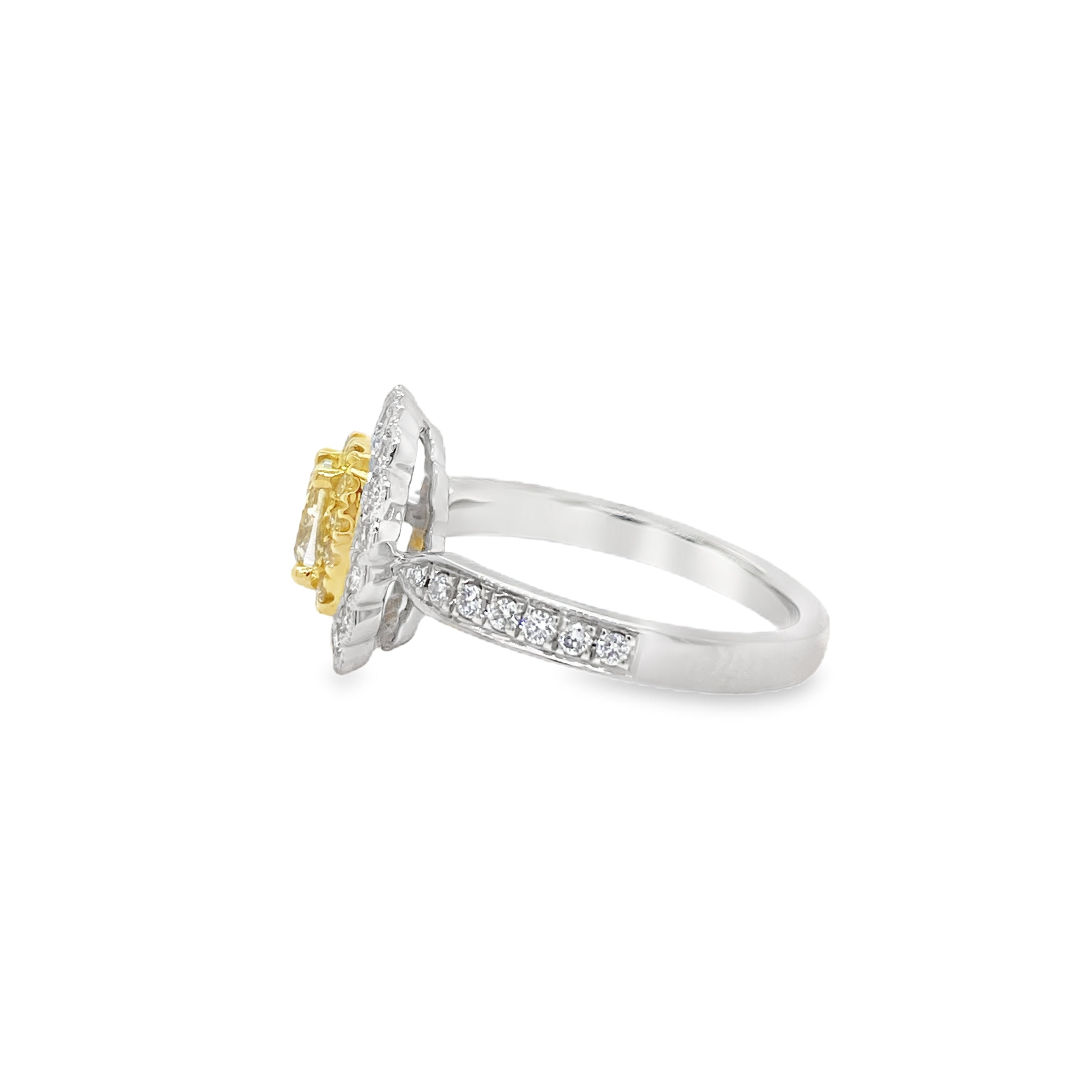 Fancy Intense Yellow Cushion Diamond Ring