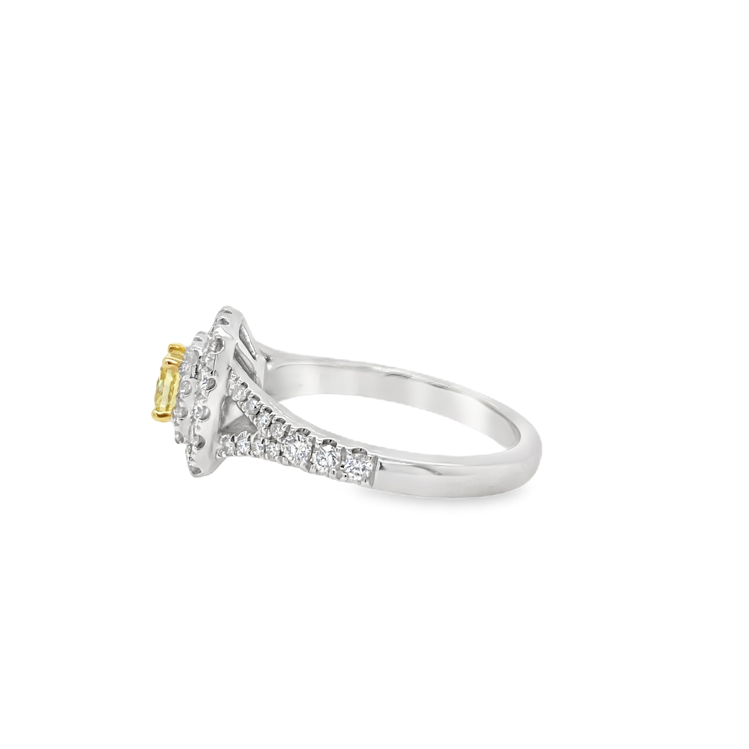 Fancy Vivid Yellow Cushion Diamond Ring