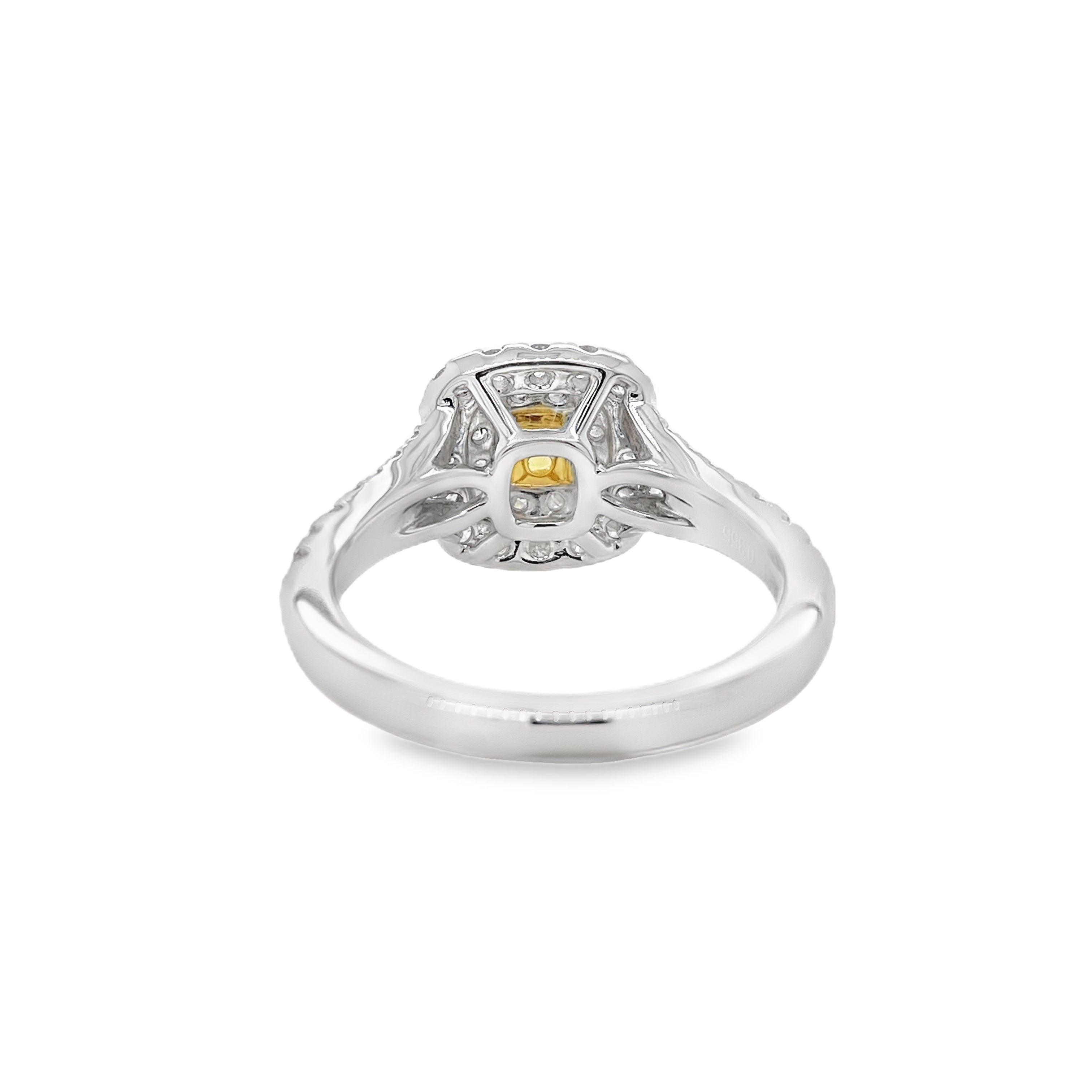Fancy Vivid Yellow Cushion Diamond Ring