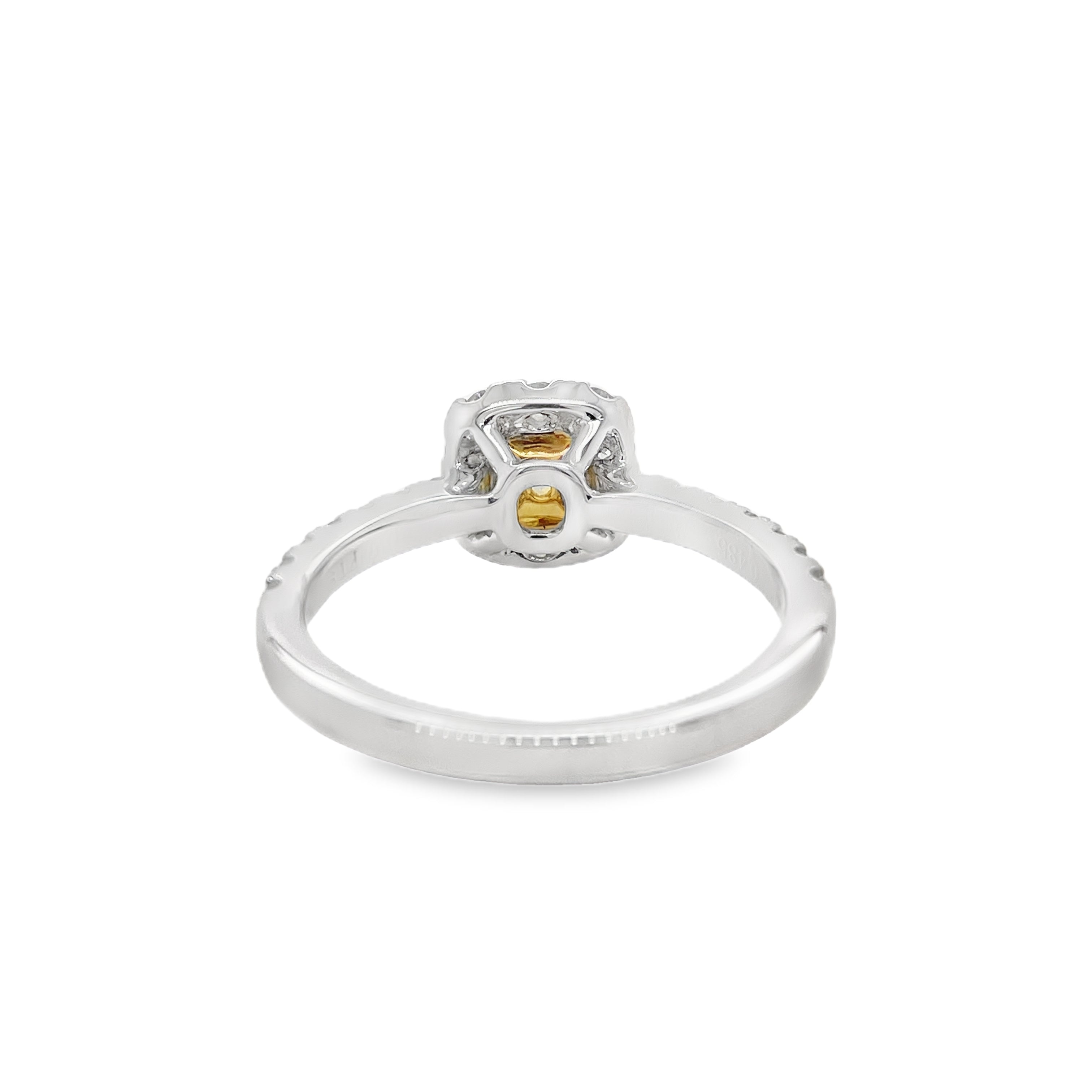 Fancy Intense Yellow Cushion Diamond Ring