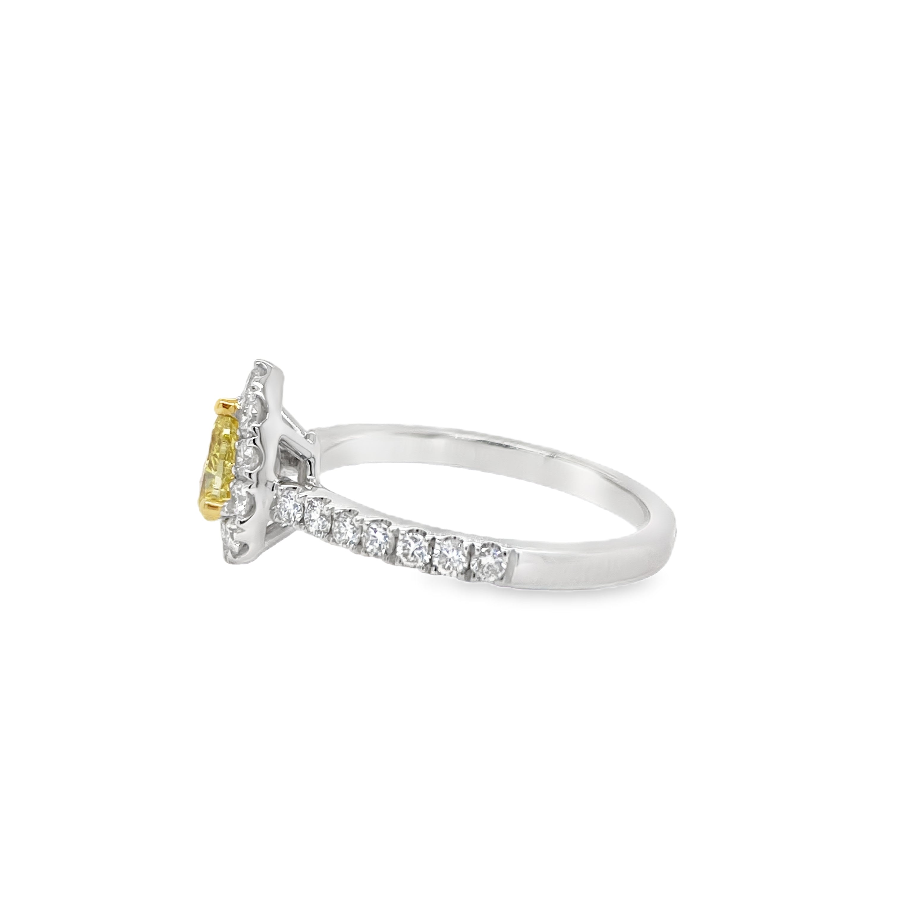 Fancy Intense Yellow Pear Diamond Ring