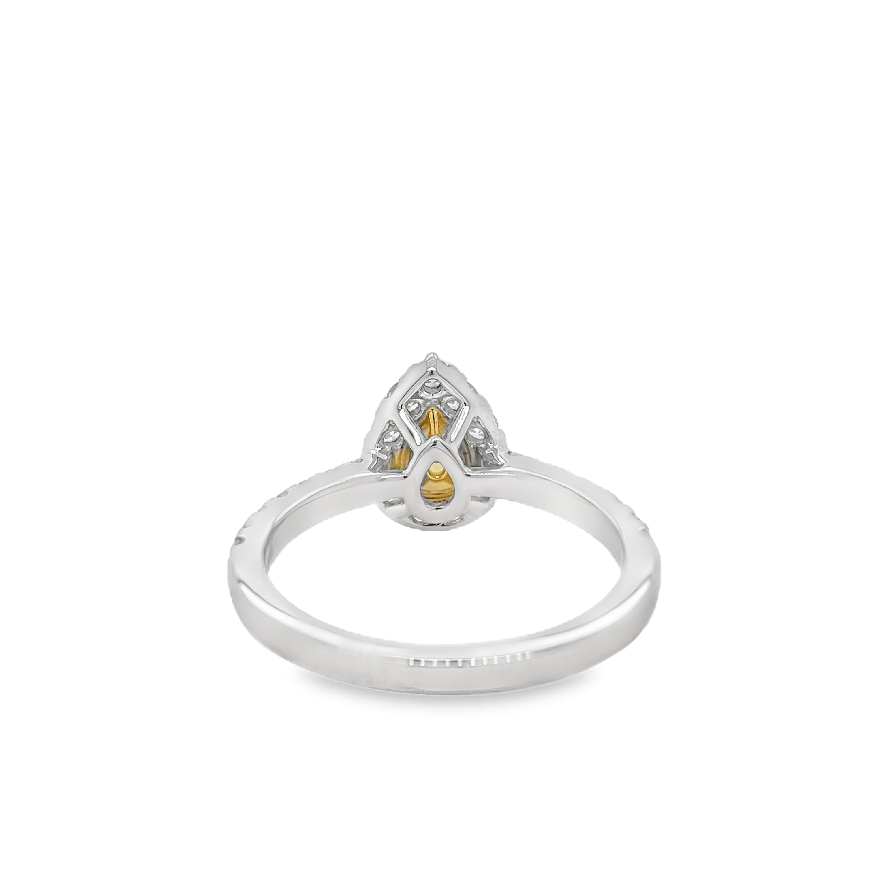 Fancy Intense Yellow Pear Diamond Ring
