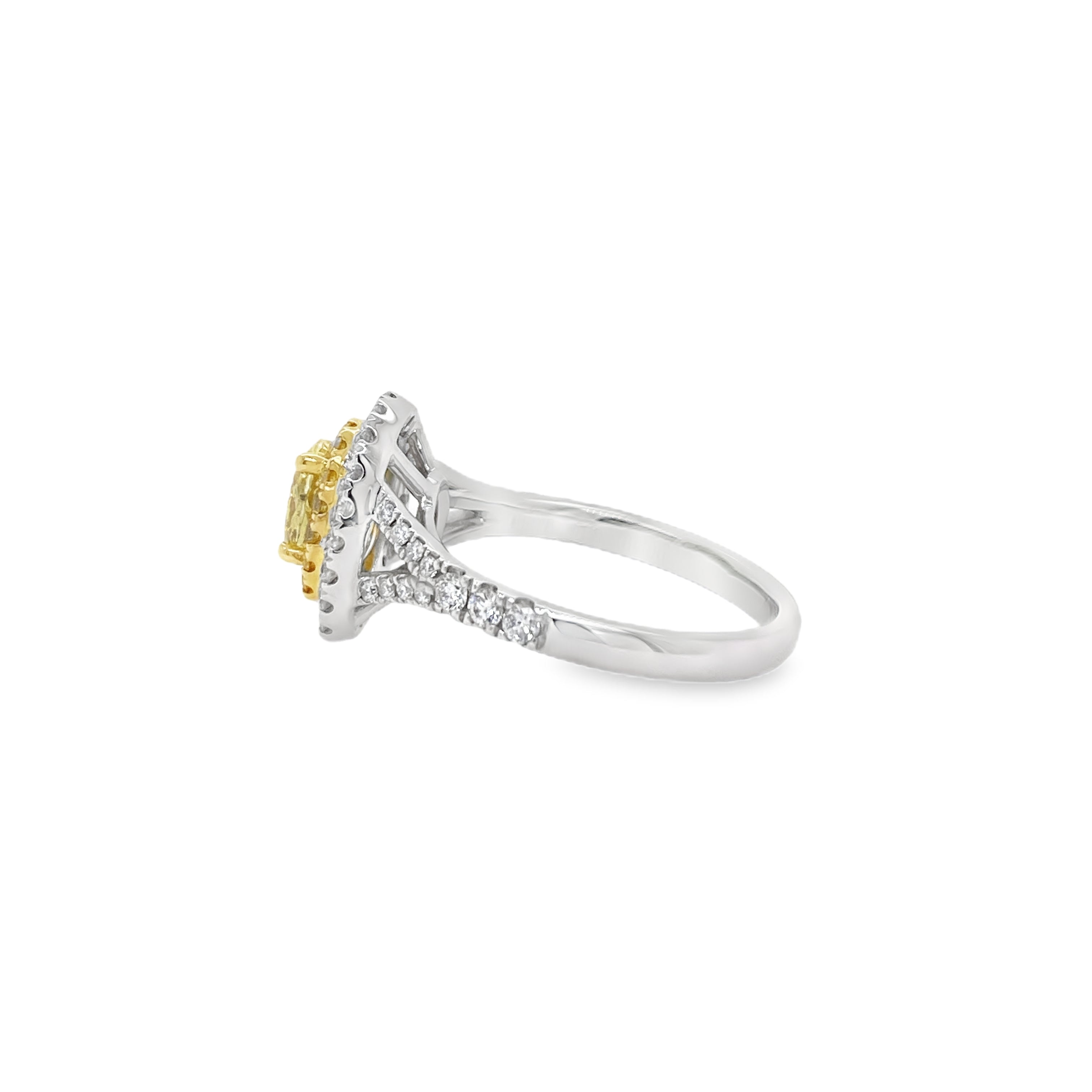 Fancy Intense Yellow Cushion Diamond Ring