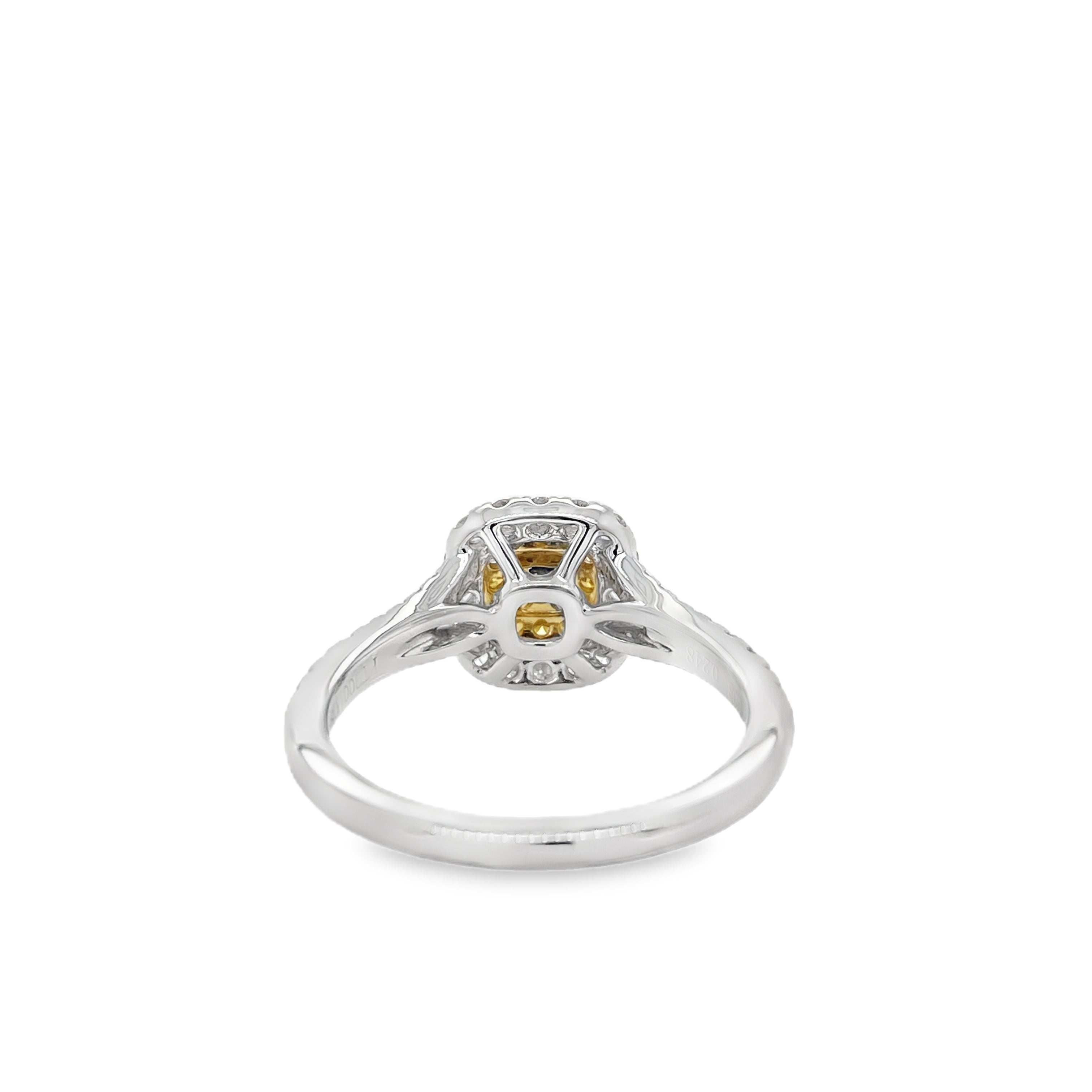 Fancy Vivid Yellow Cushion Diamond Ring