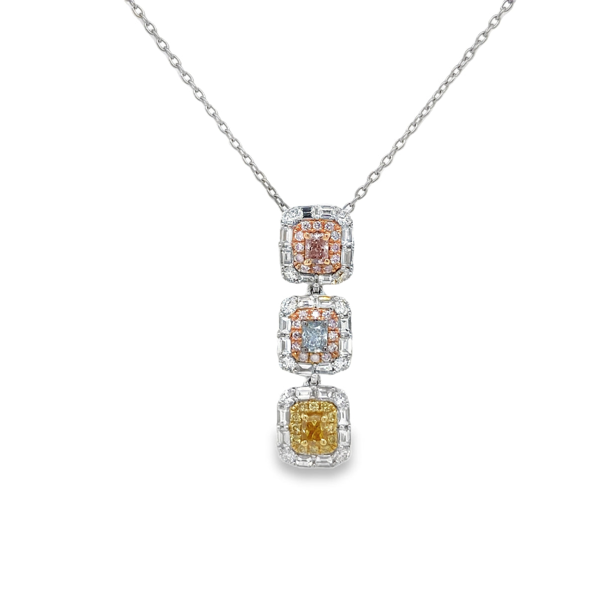 Tricolor Fancy Diamond Pendant