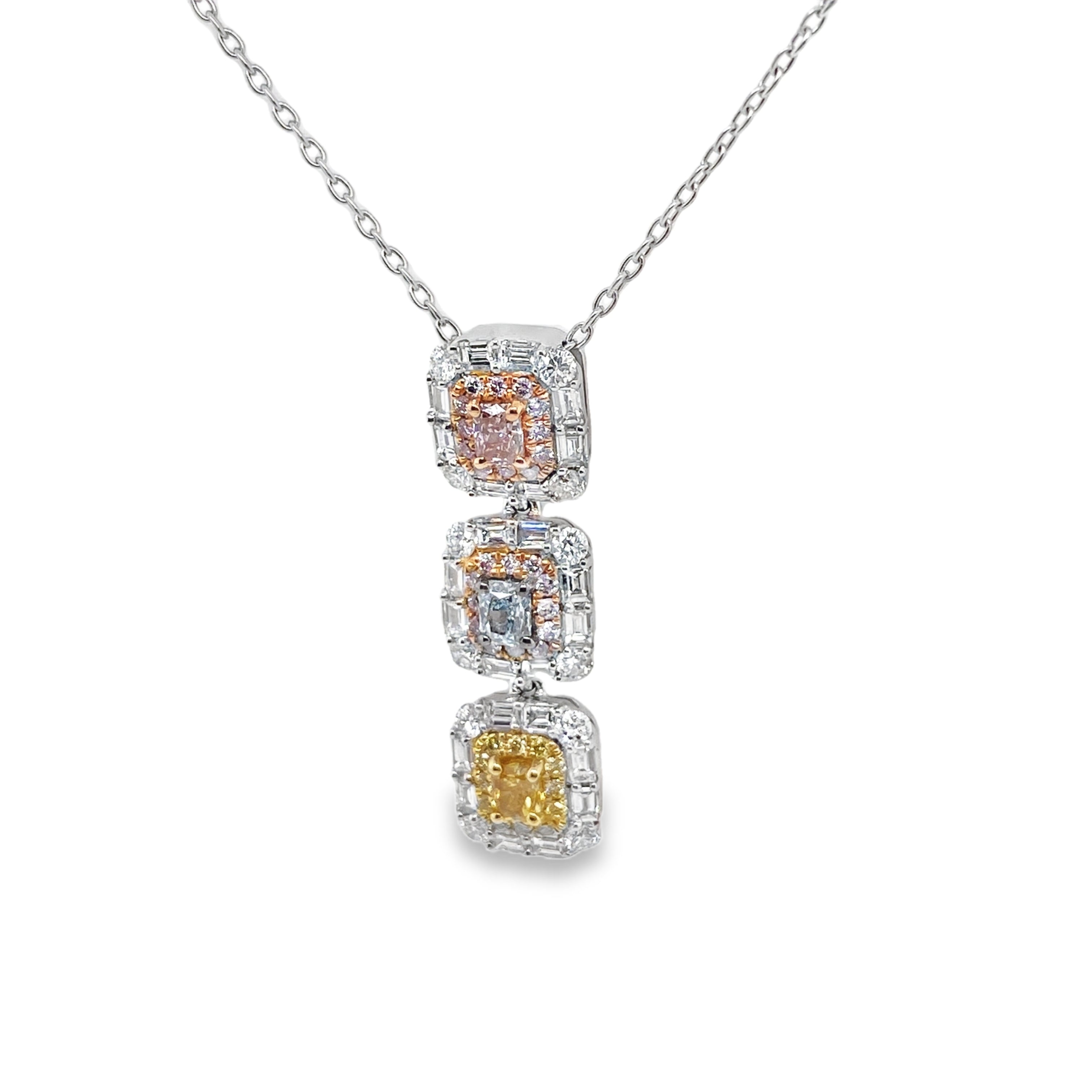 Tricolor Fancy Diamond Pendant