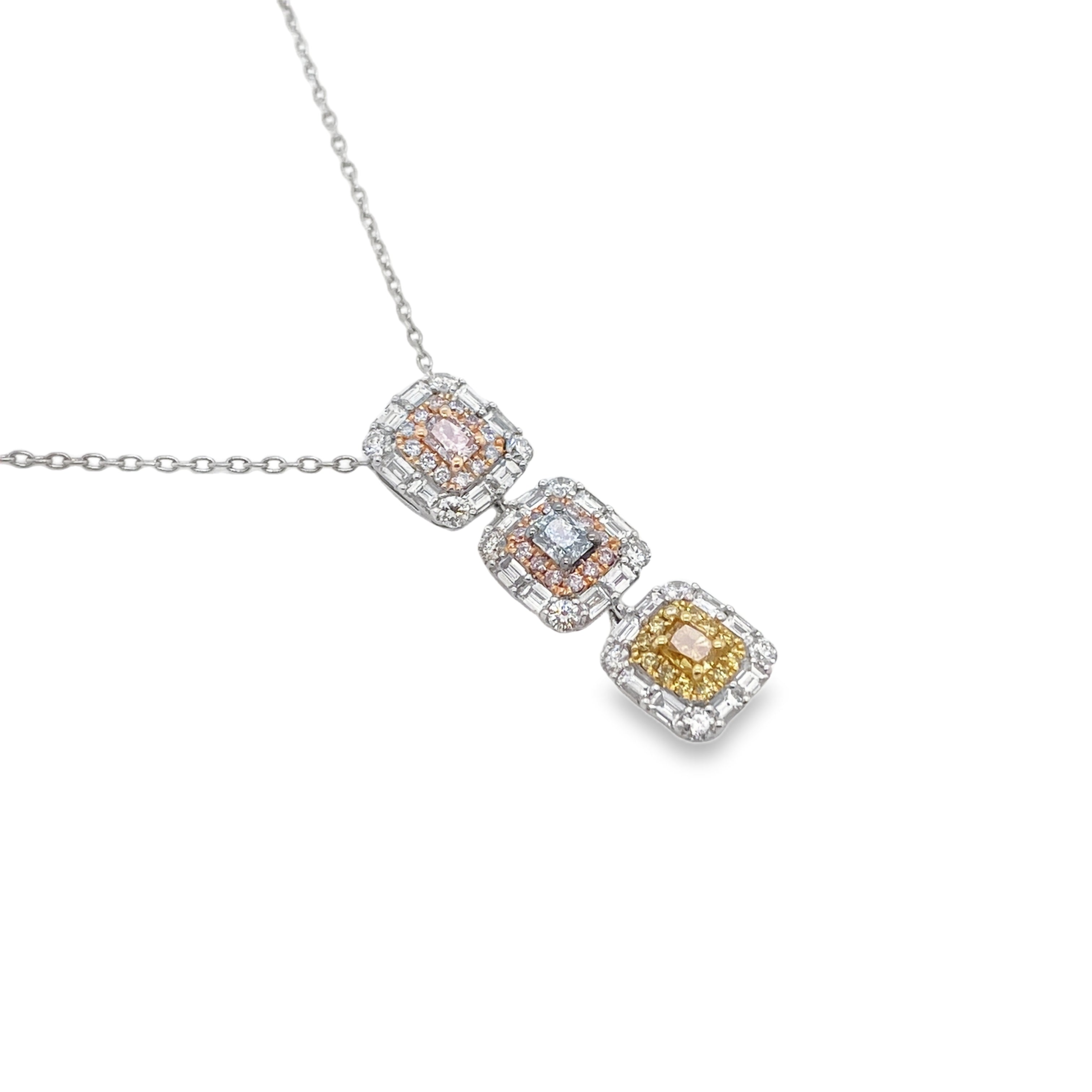 Tricolor Fancy Diamond Pendant