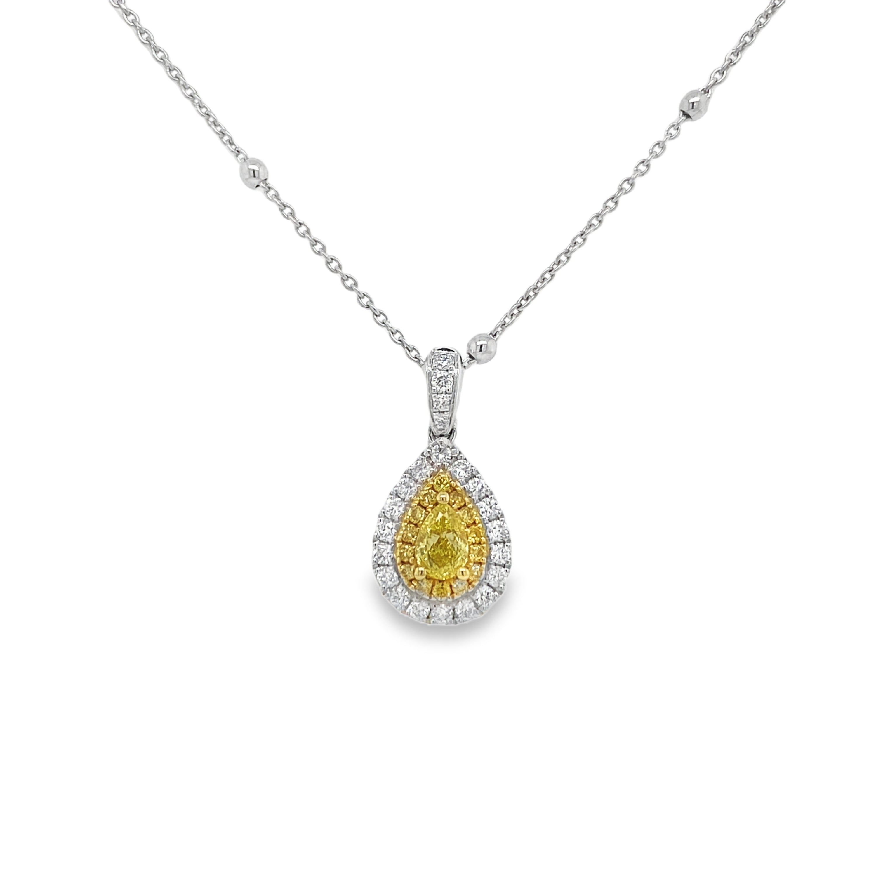 Fancy Intense Yellow Pear Diamond Pendant