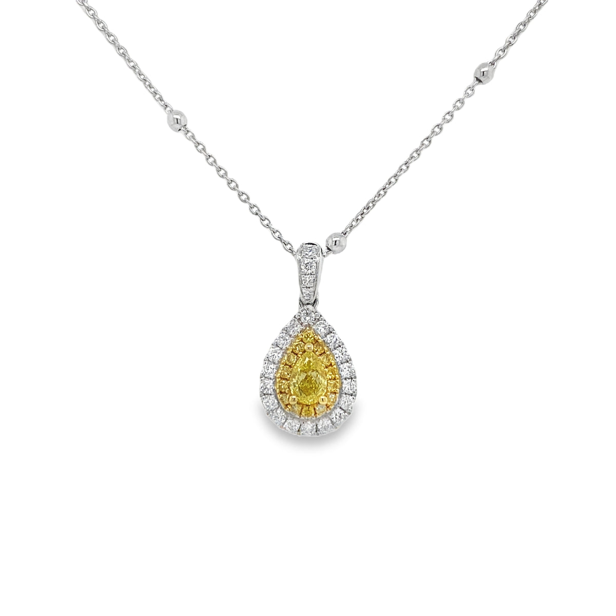 Fancy Intense Yellow Pear Diamond Pendant