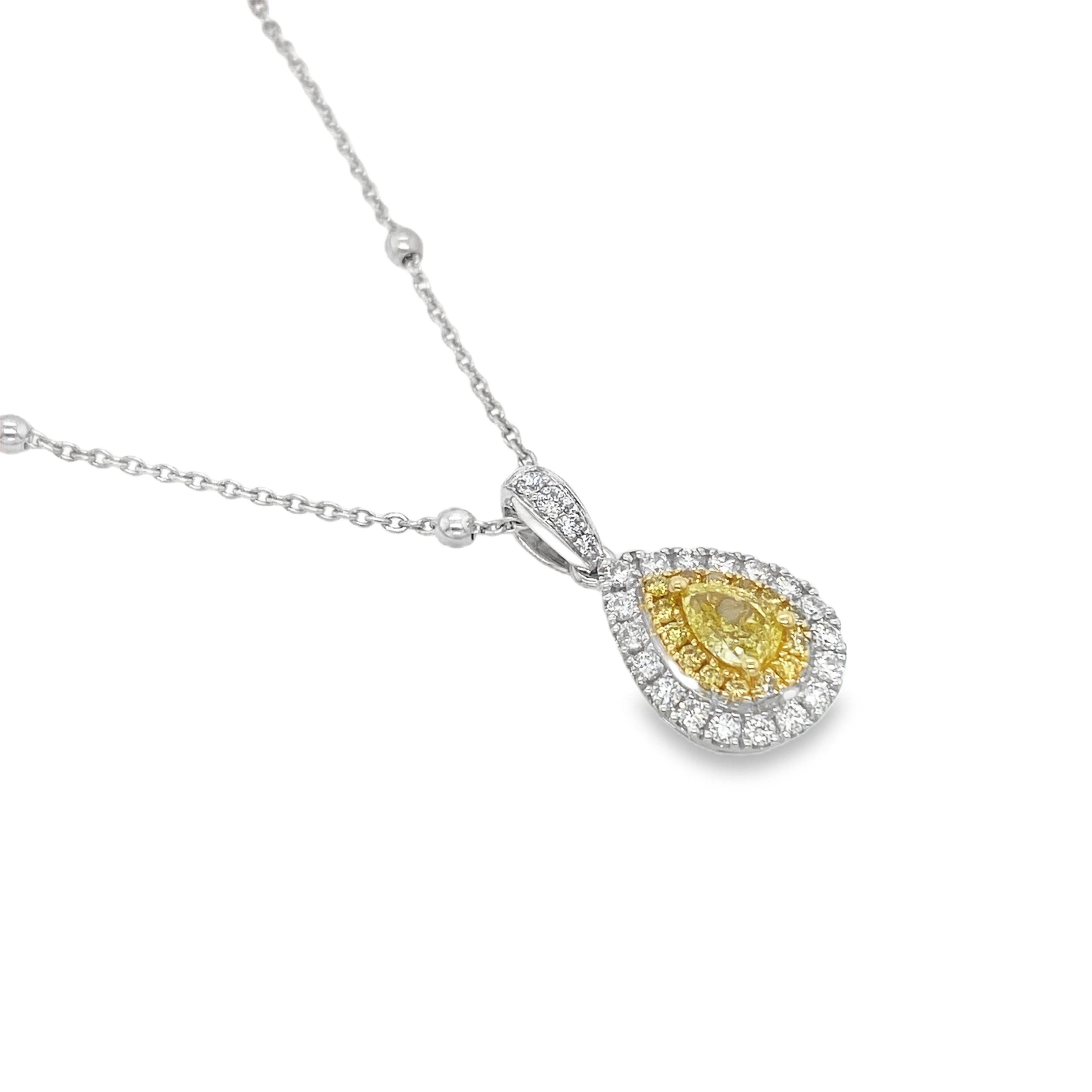 Fancy Intense Yellow Pear Diamond Pendant