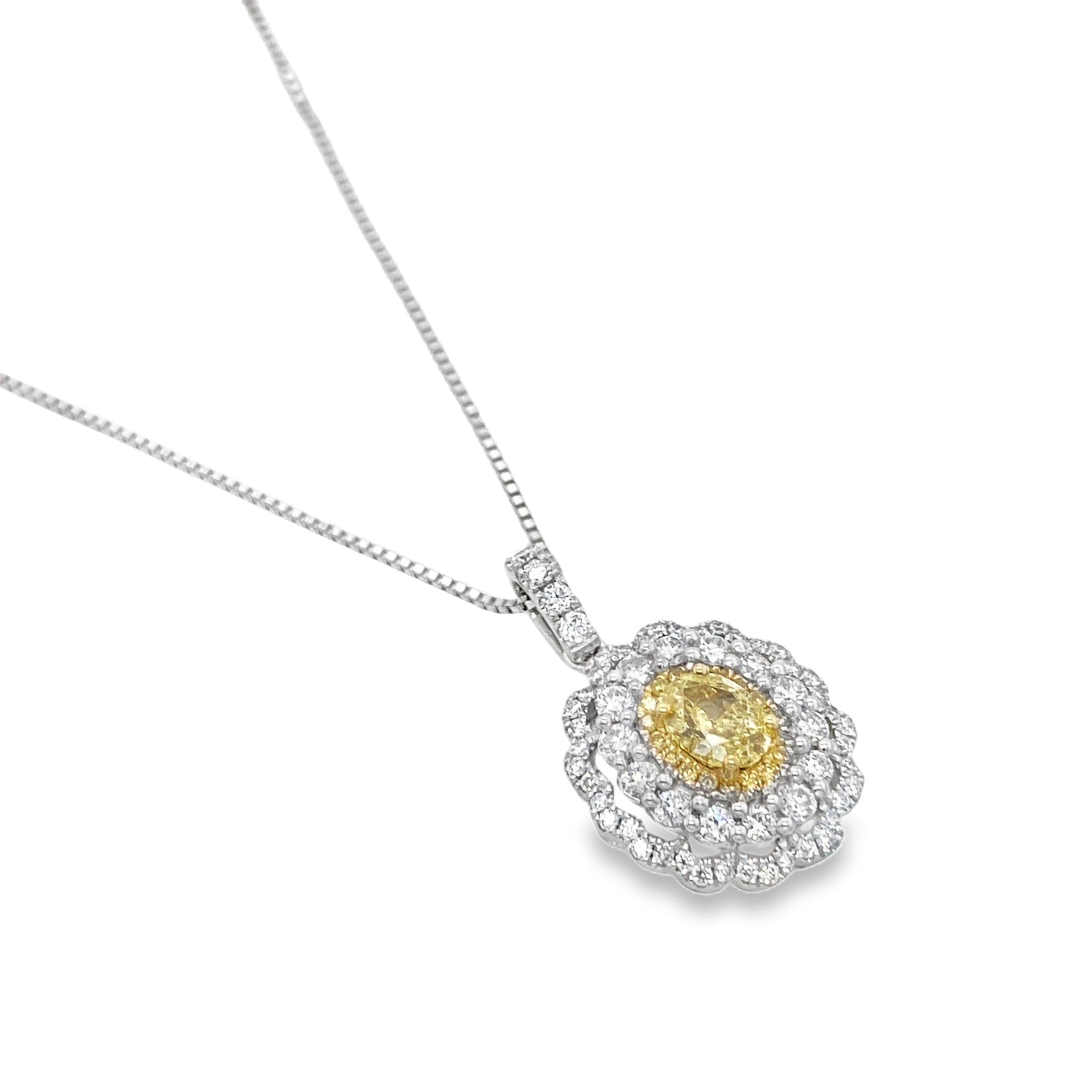 Fancy Intense Yellow Oval Diamond Pendant