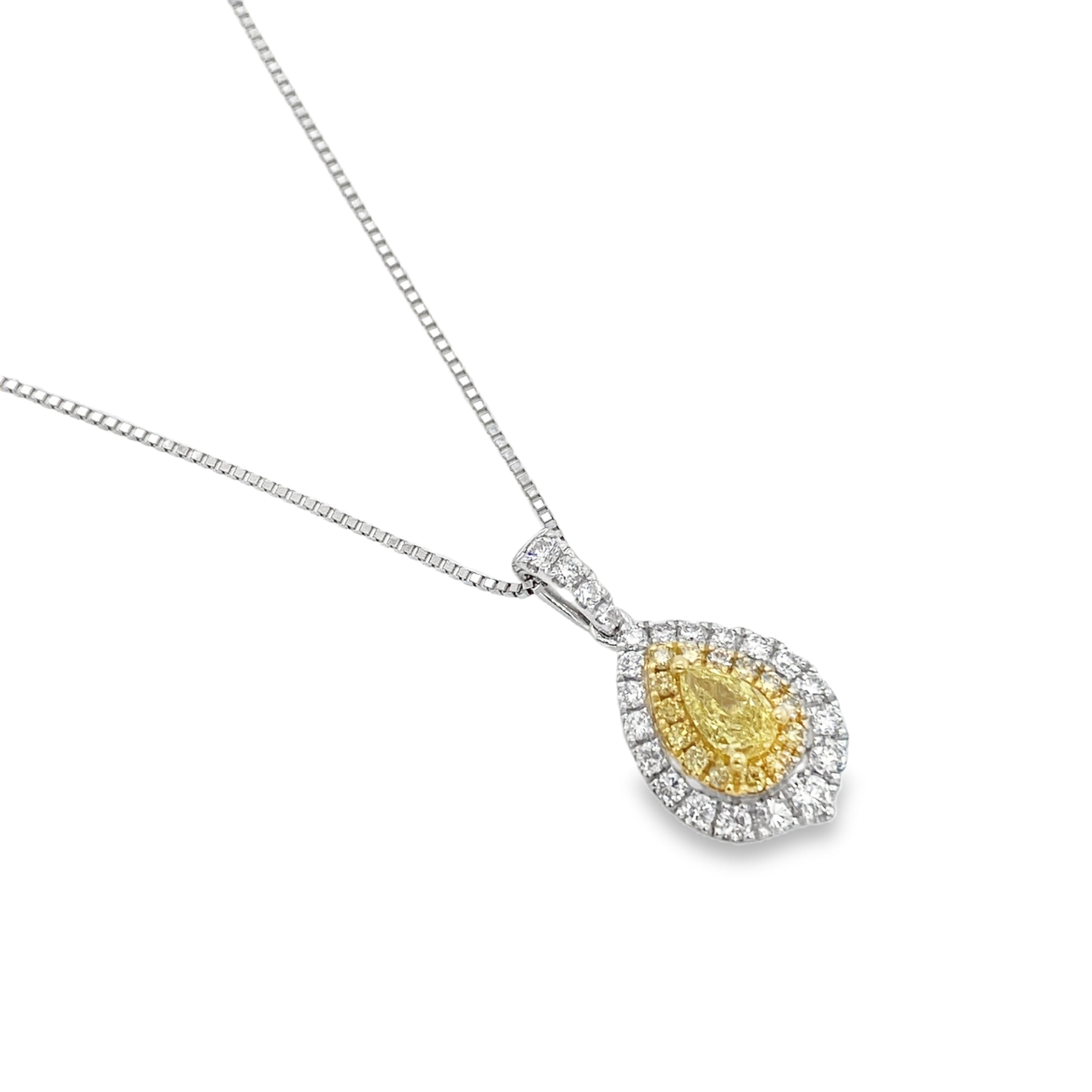 Fancy Intense Yellow Pear Diamond Pendant