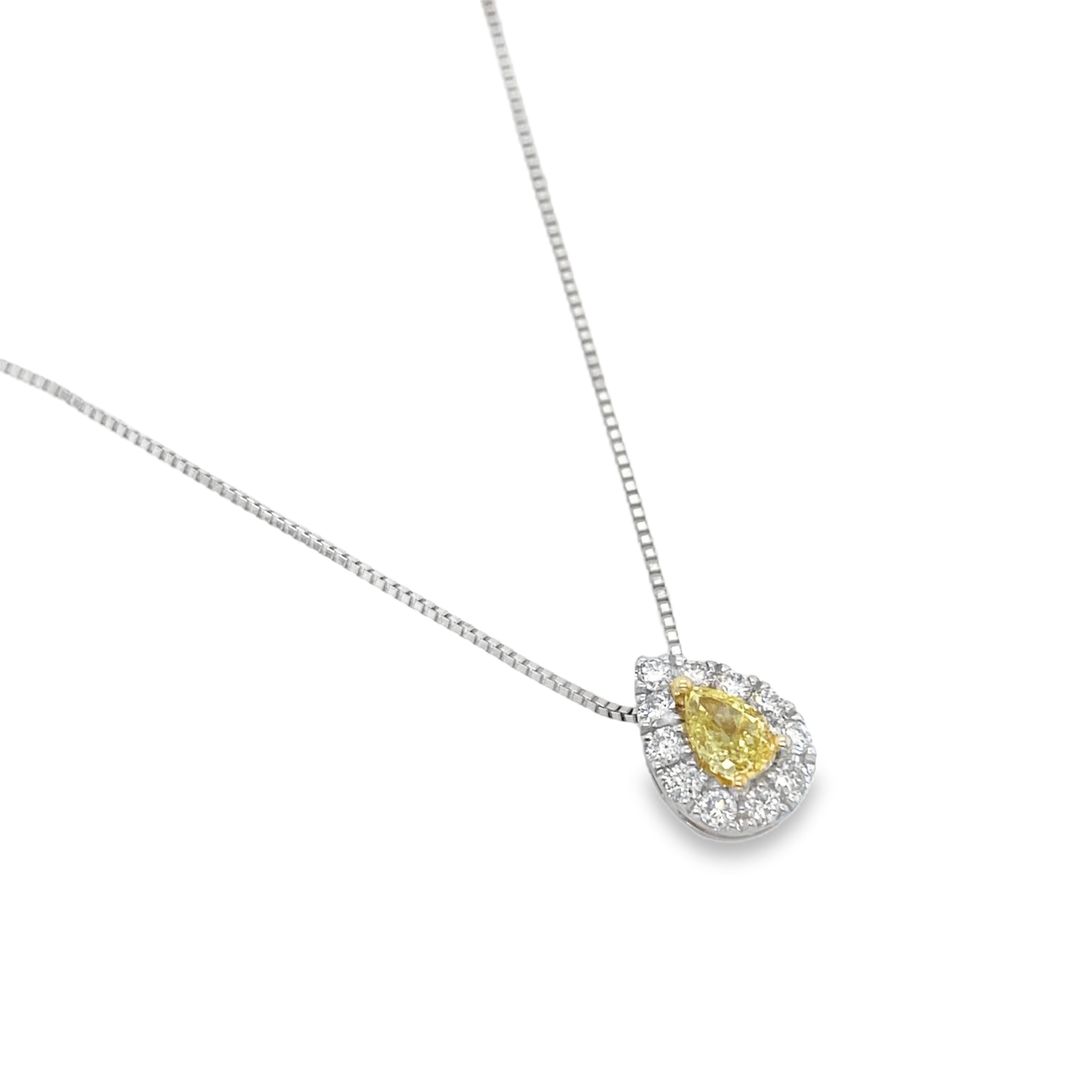 Fancy Intense Yellow Pear Diamond Pendant