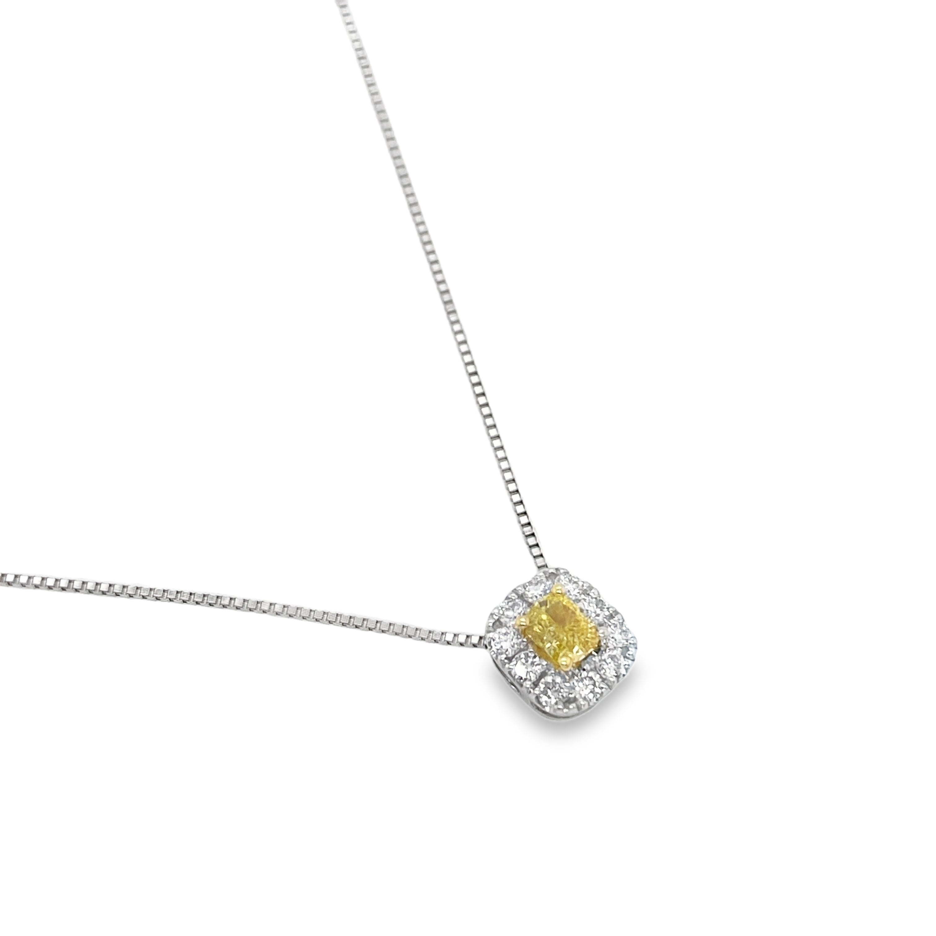 Fancy Intense Yellow Cushion Diamond Pendant
