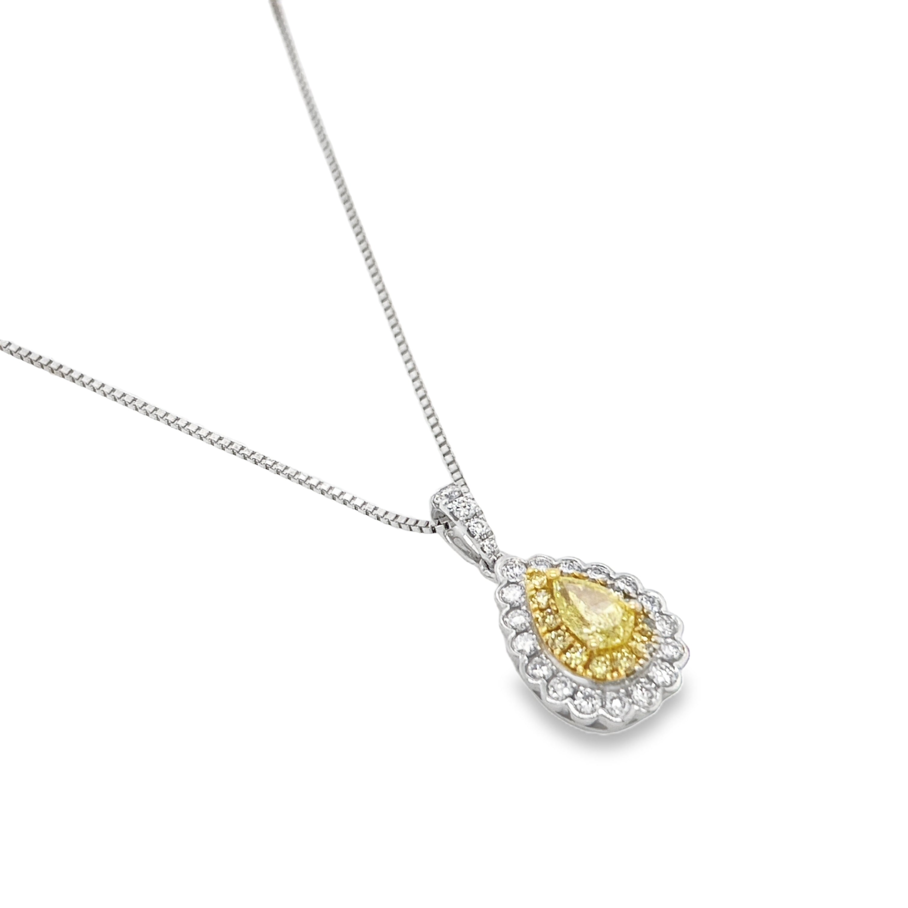 Fancy Intense Yellow Pear Diamond Pendant