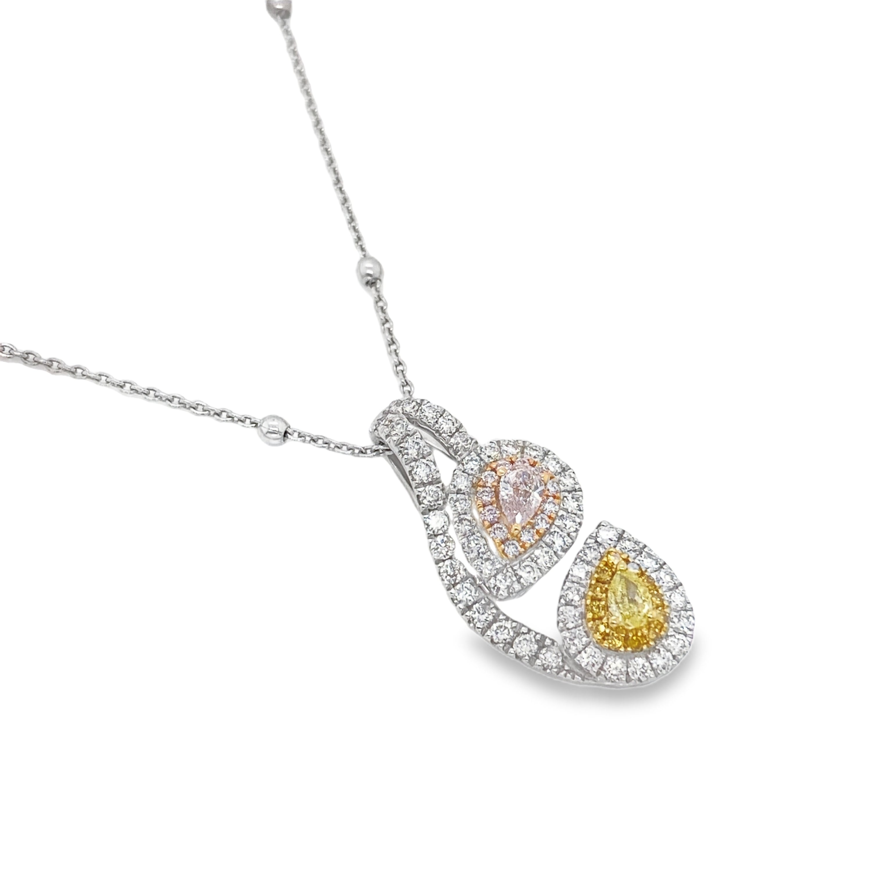 Dual Pear-Shaped Fancy Pink & Yellow Diamond Pendant