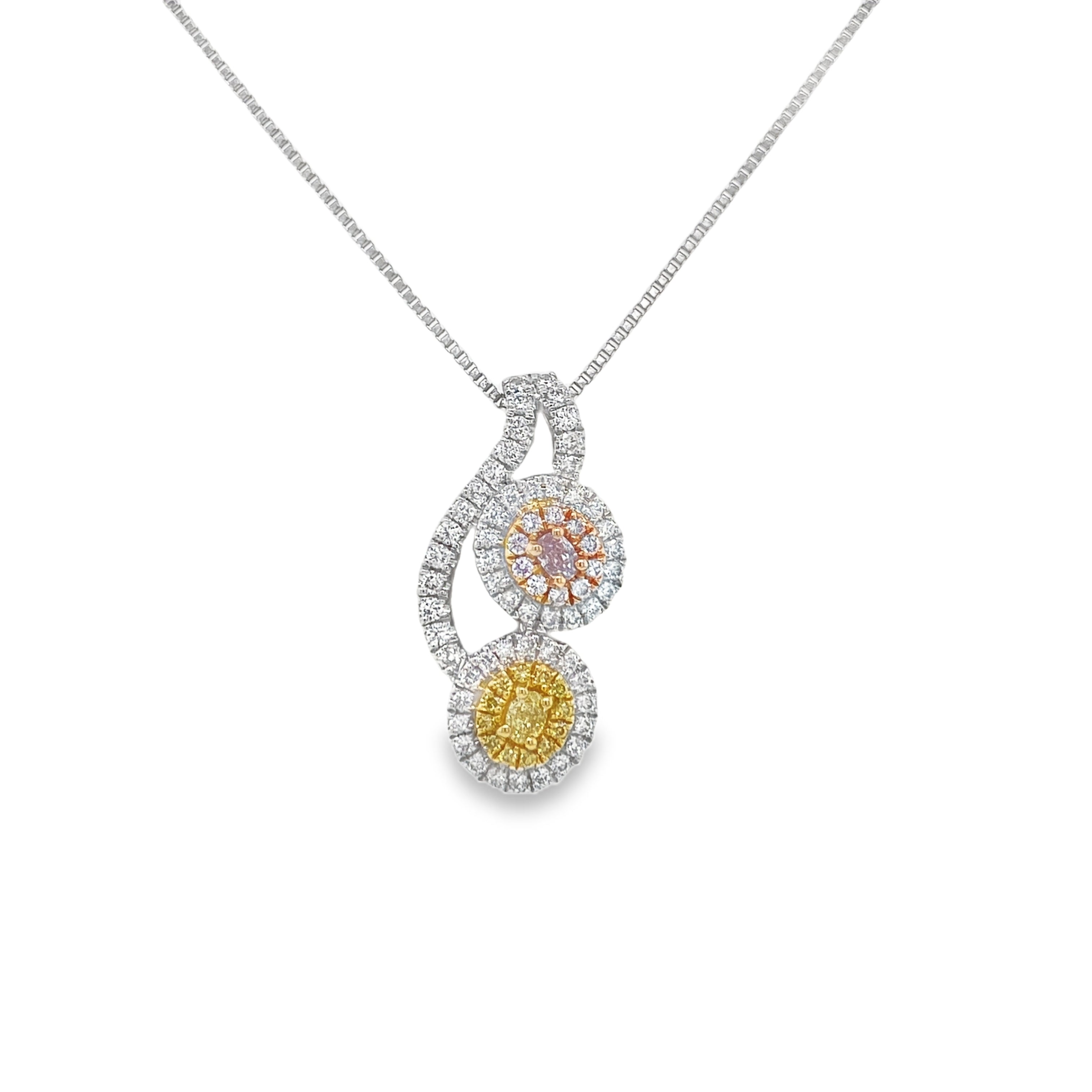Fancy Light Purplish Pink & Yellow Diamond Oval Pendant