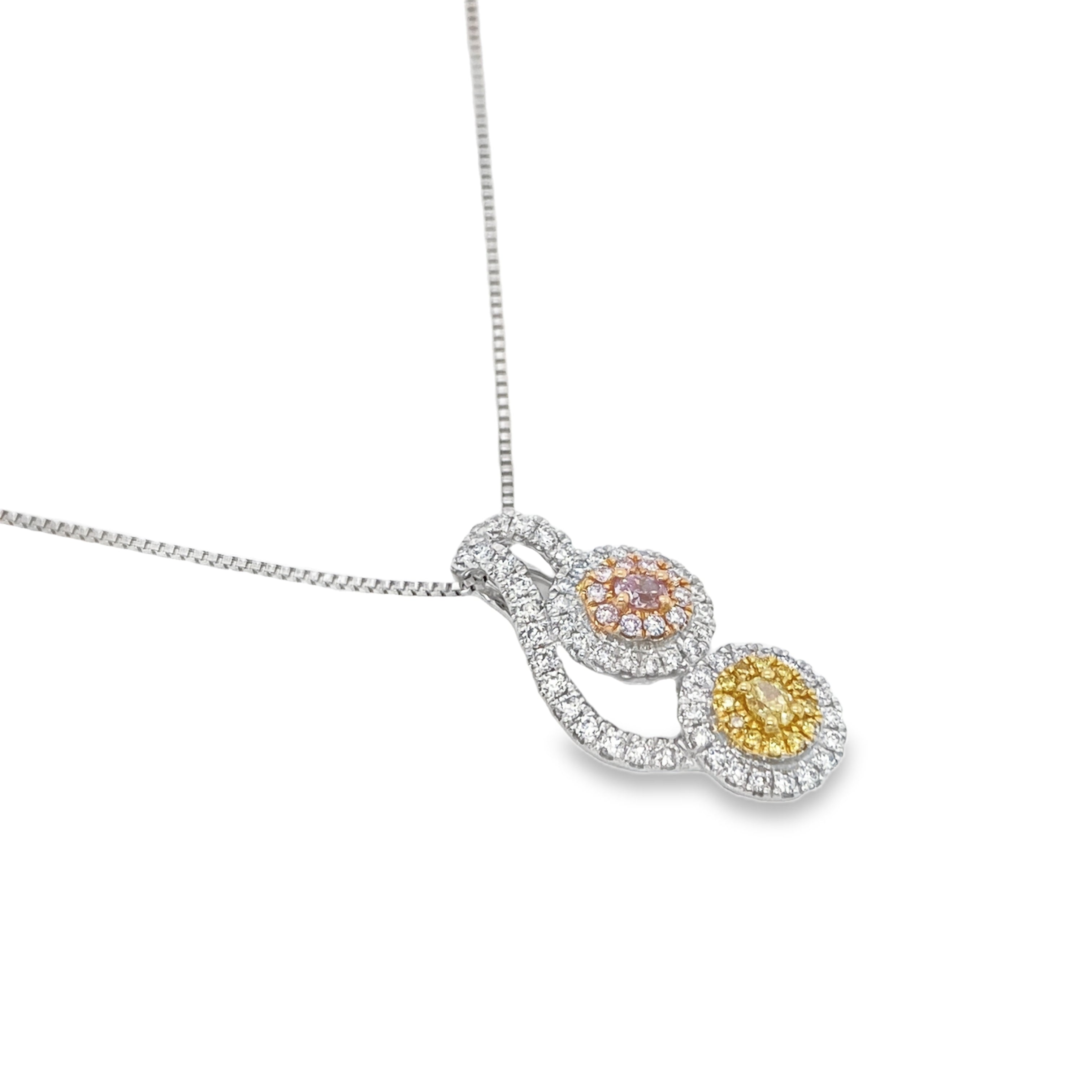 Fancy Light Purplish Pink & Yellow Diamond Oval Pendant