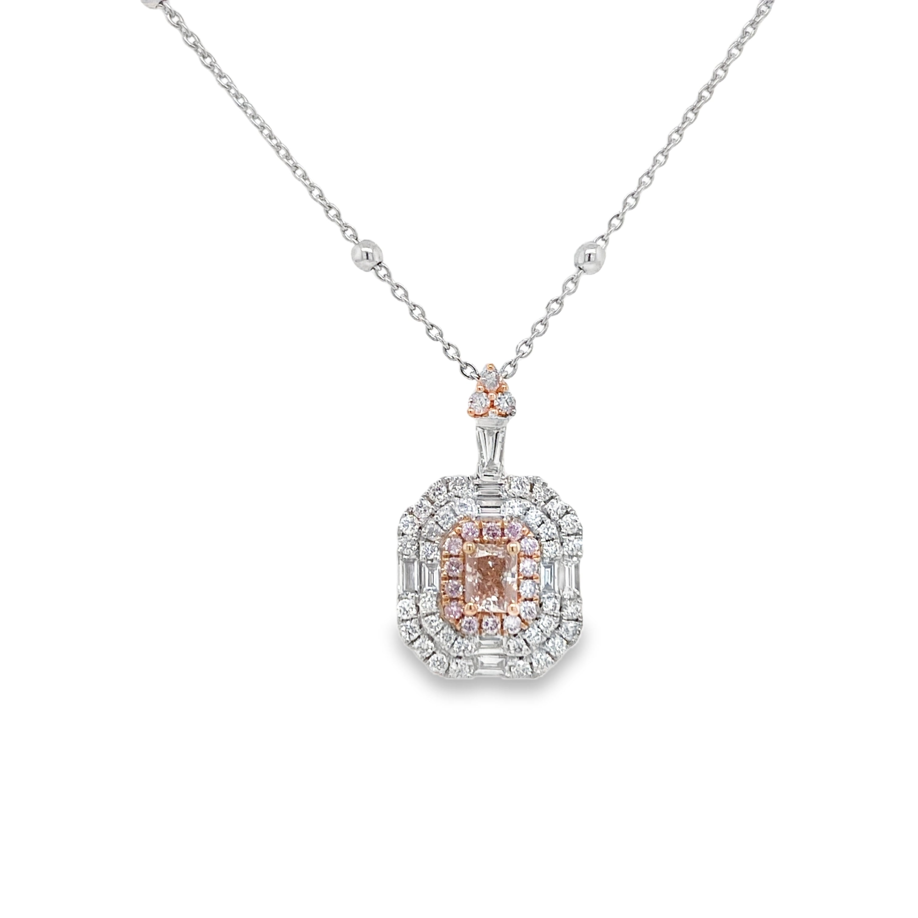 Fancy Pink Radiant Diamond Pendant