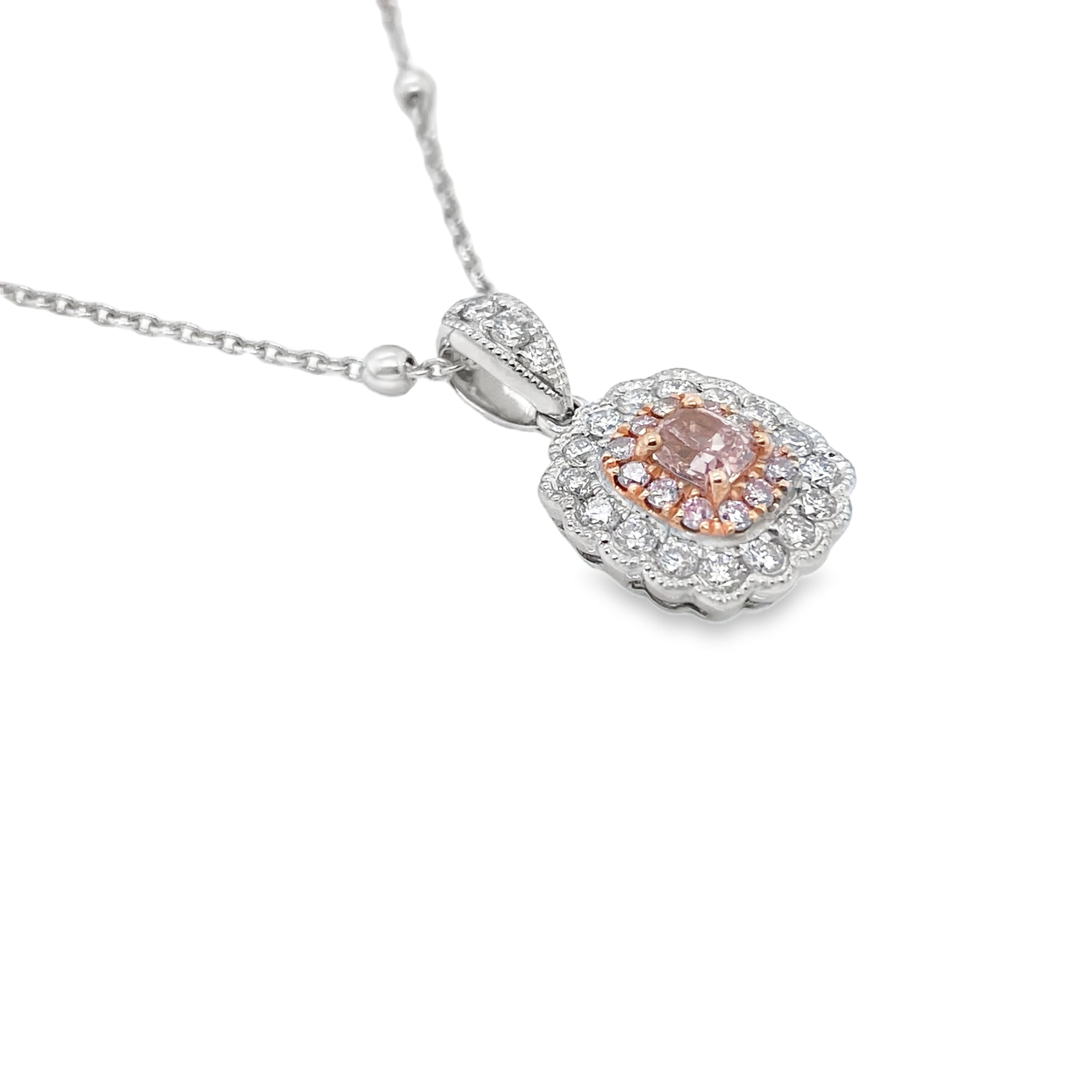 Fancy Light Pink Cushion Diamond Pendant