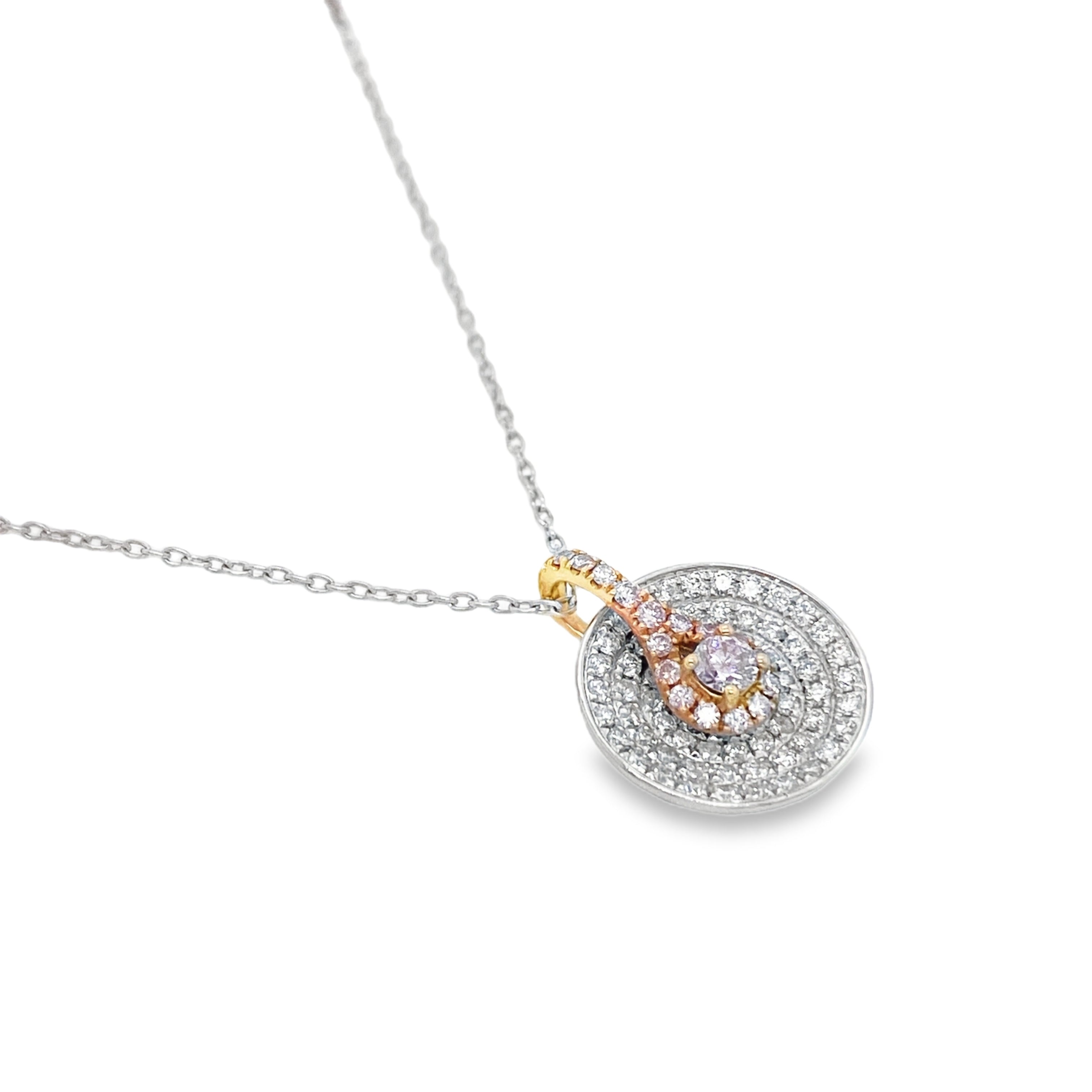Fancy Light Purplish Pink Diamond Circular Plate Pendant