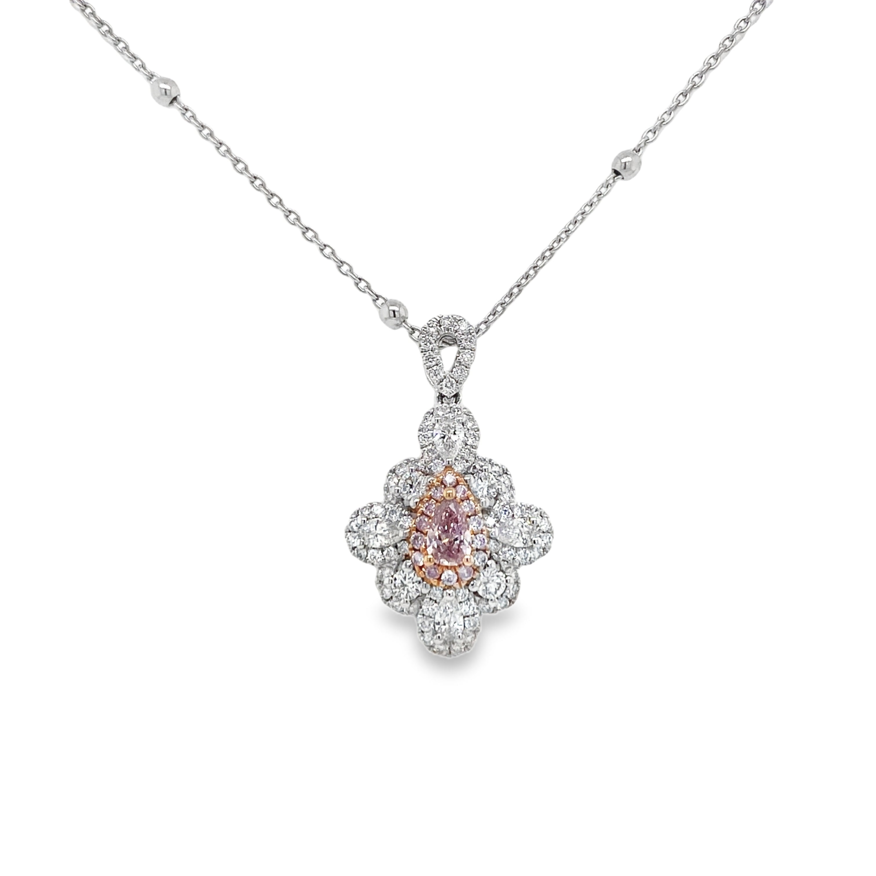 Fancy Purplish Pink Pear Diamond Pendant