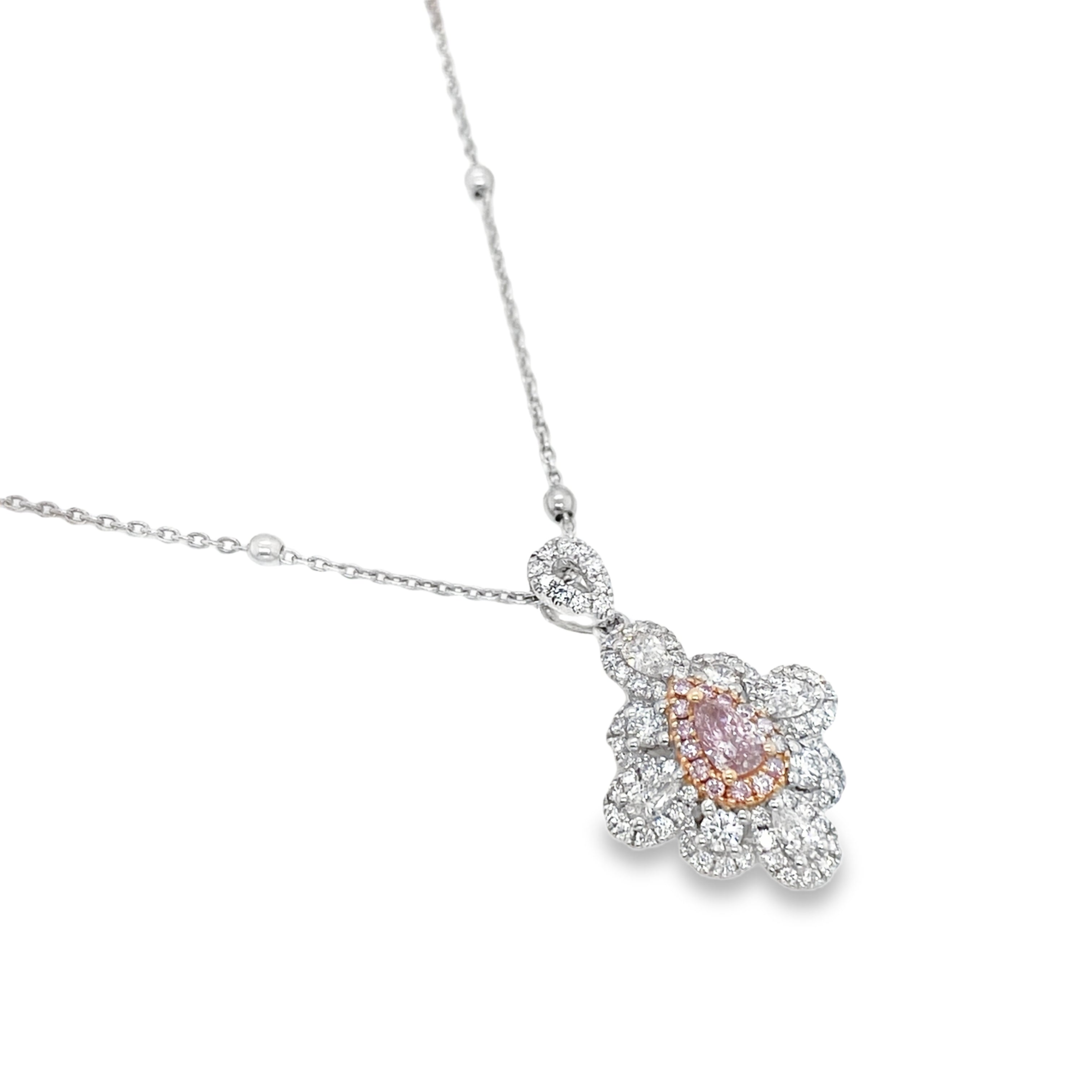 Fancy Purplish Pink Pear Diamond Pendant