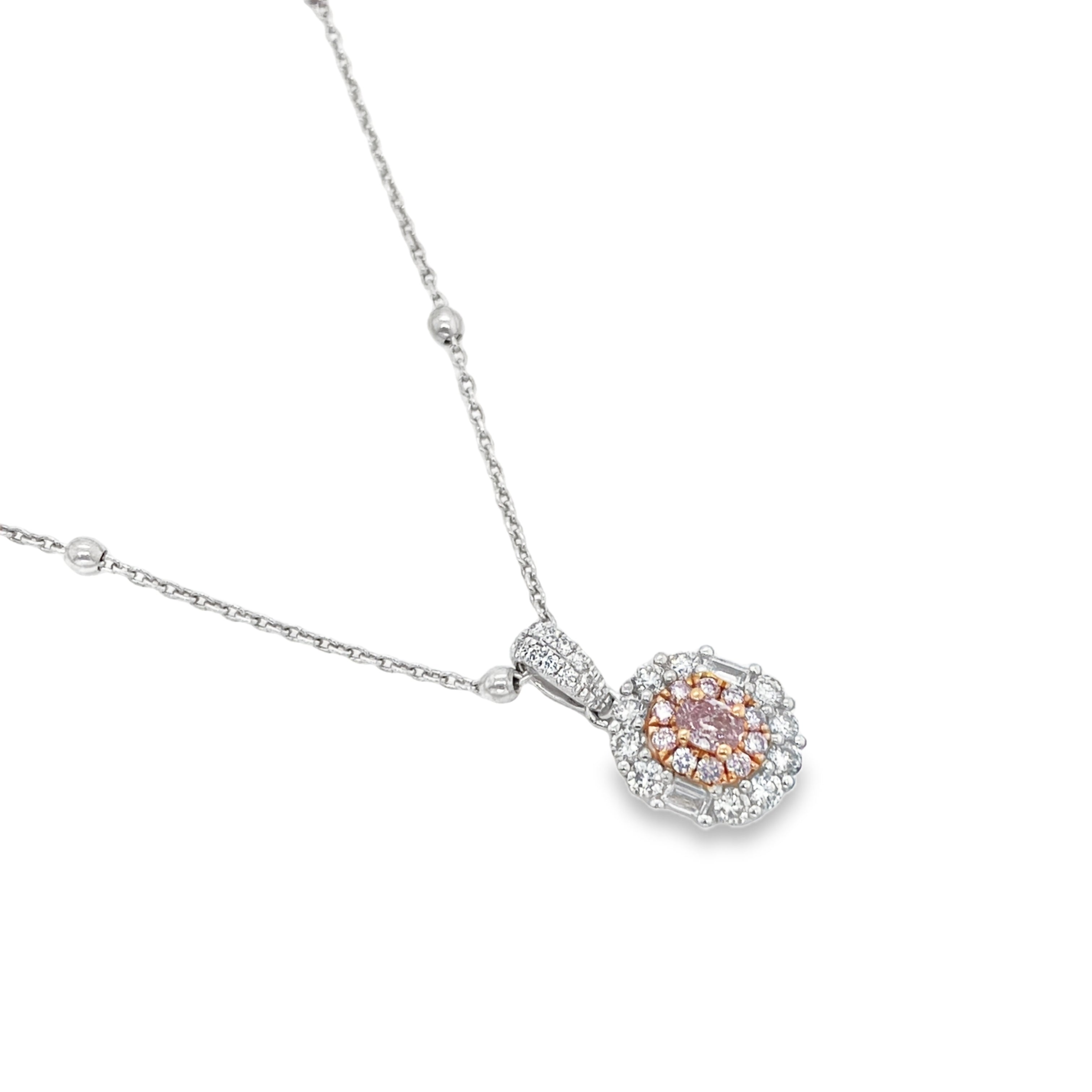 Light Purplish Pink Oval Diamond Pendant