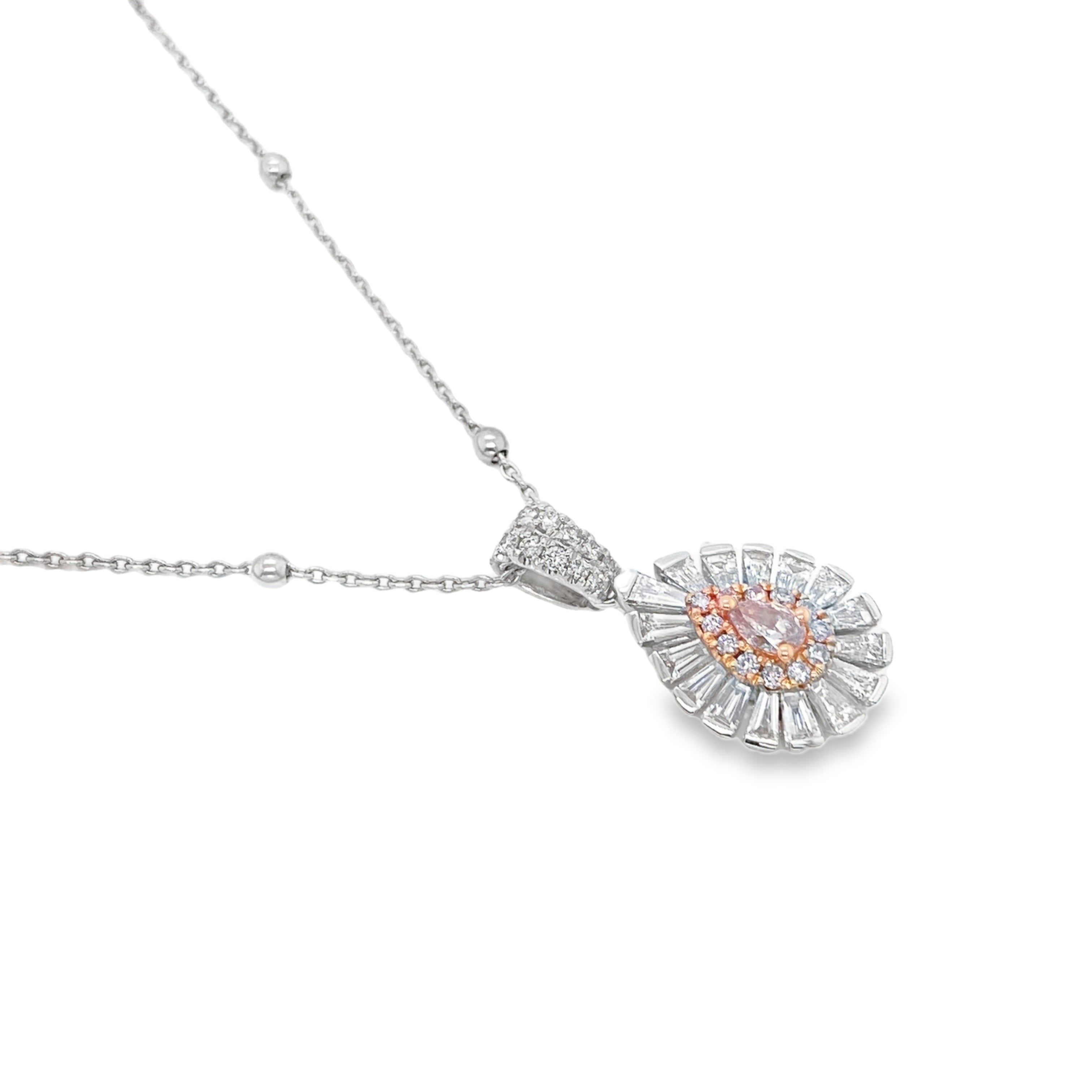 Fancy Light Purplish Pink Pear Diamond Pendant