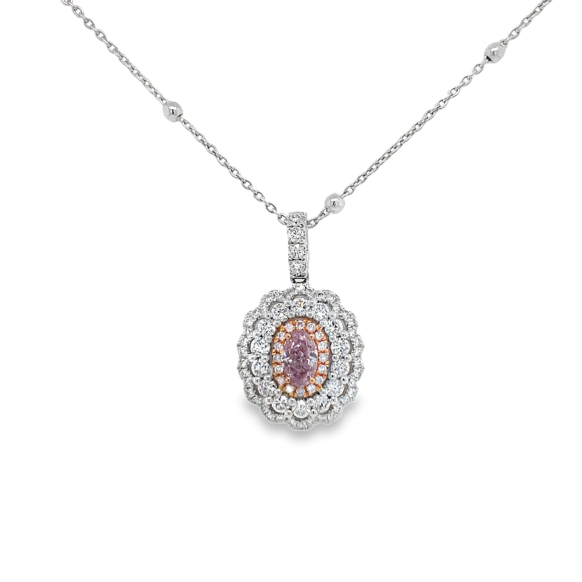 Fancy Purplish Pink Oval Diamond Pendant