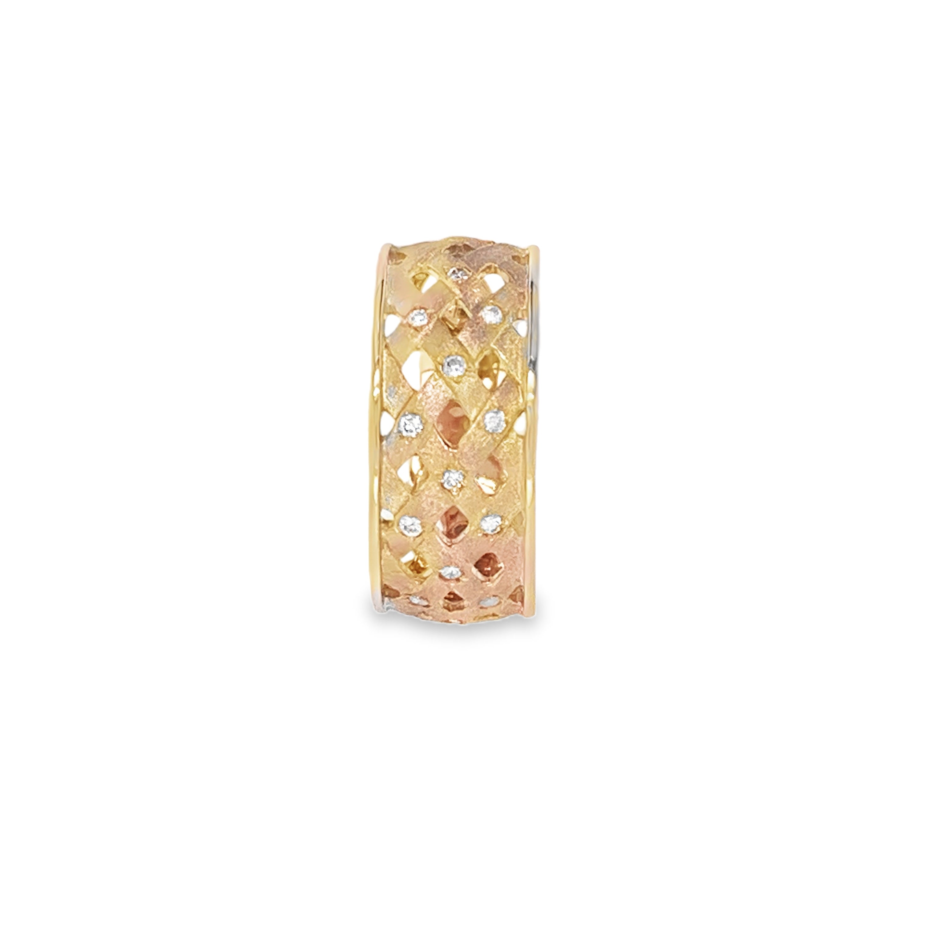 Lattice Rose Gold Ring with Diamonds