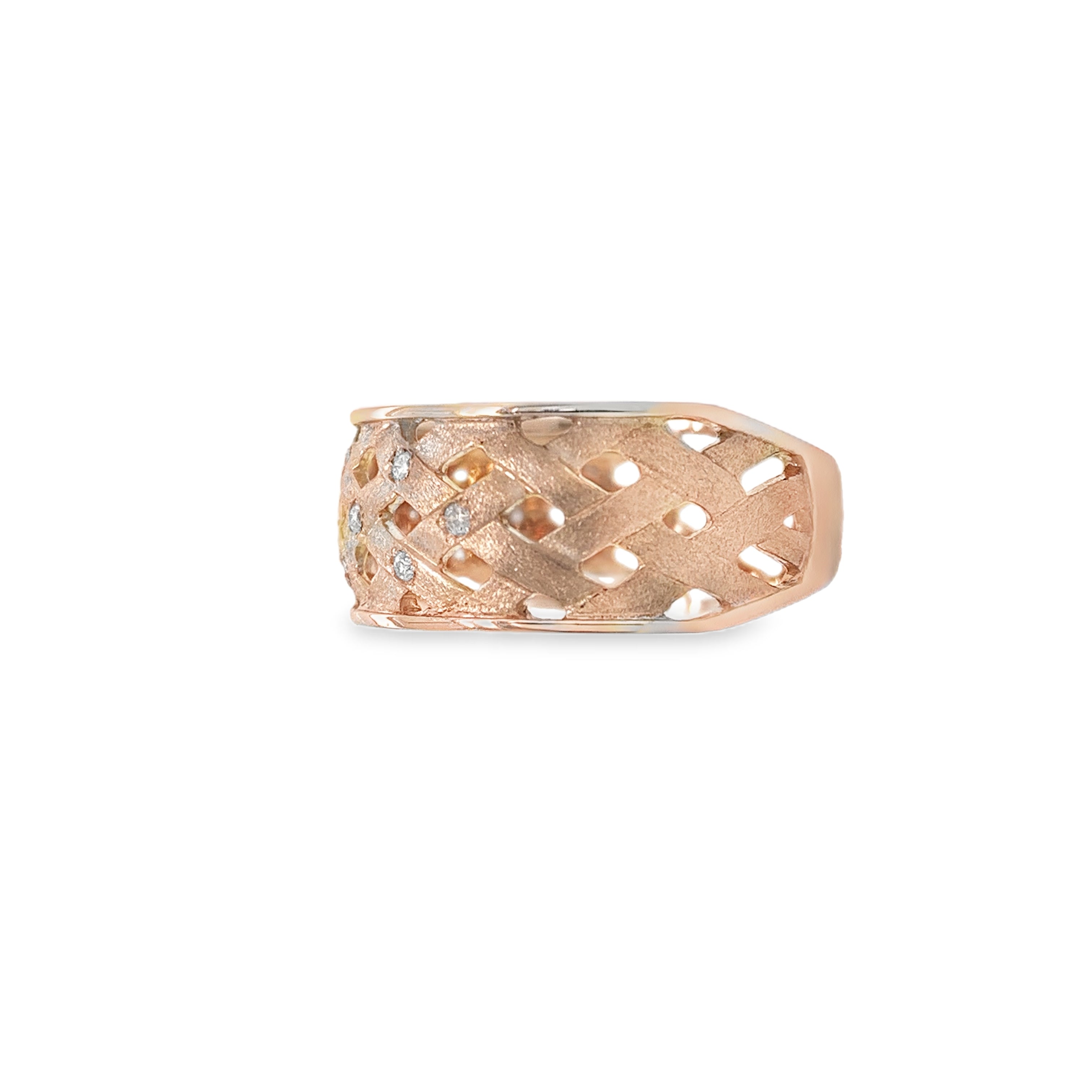 Lattice Rose Gold Ring with Diamonds