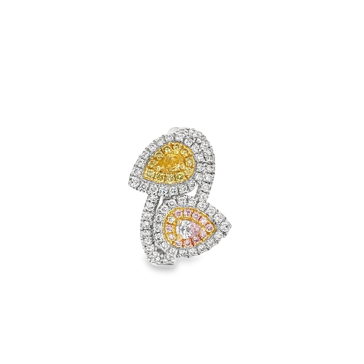 Pear-Shaped Light Purplish Pink Elegant Two-Tone Diamond Ring