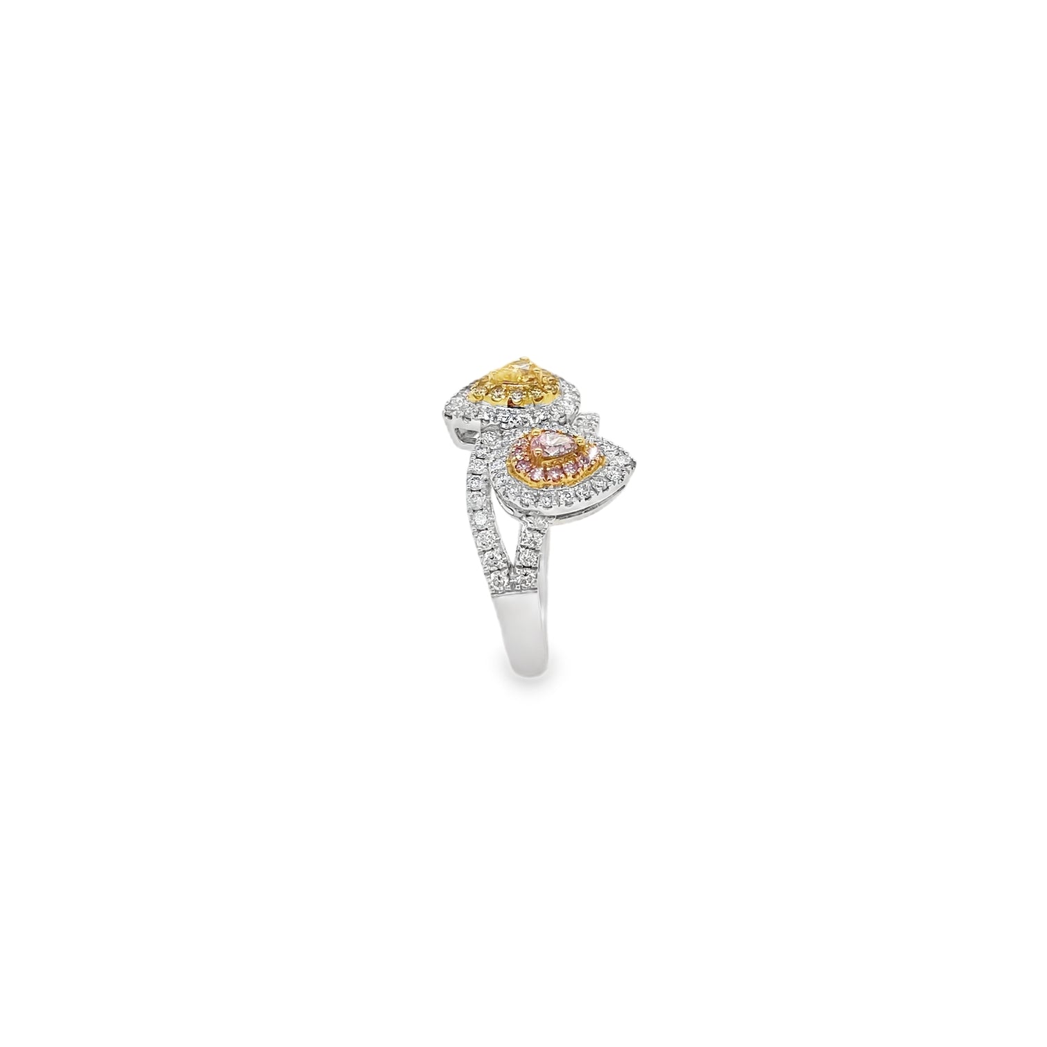 Pear-Shaped Light Purplish Pink Elegant Two-Tone Diamond Ring